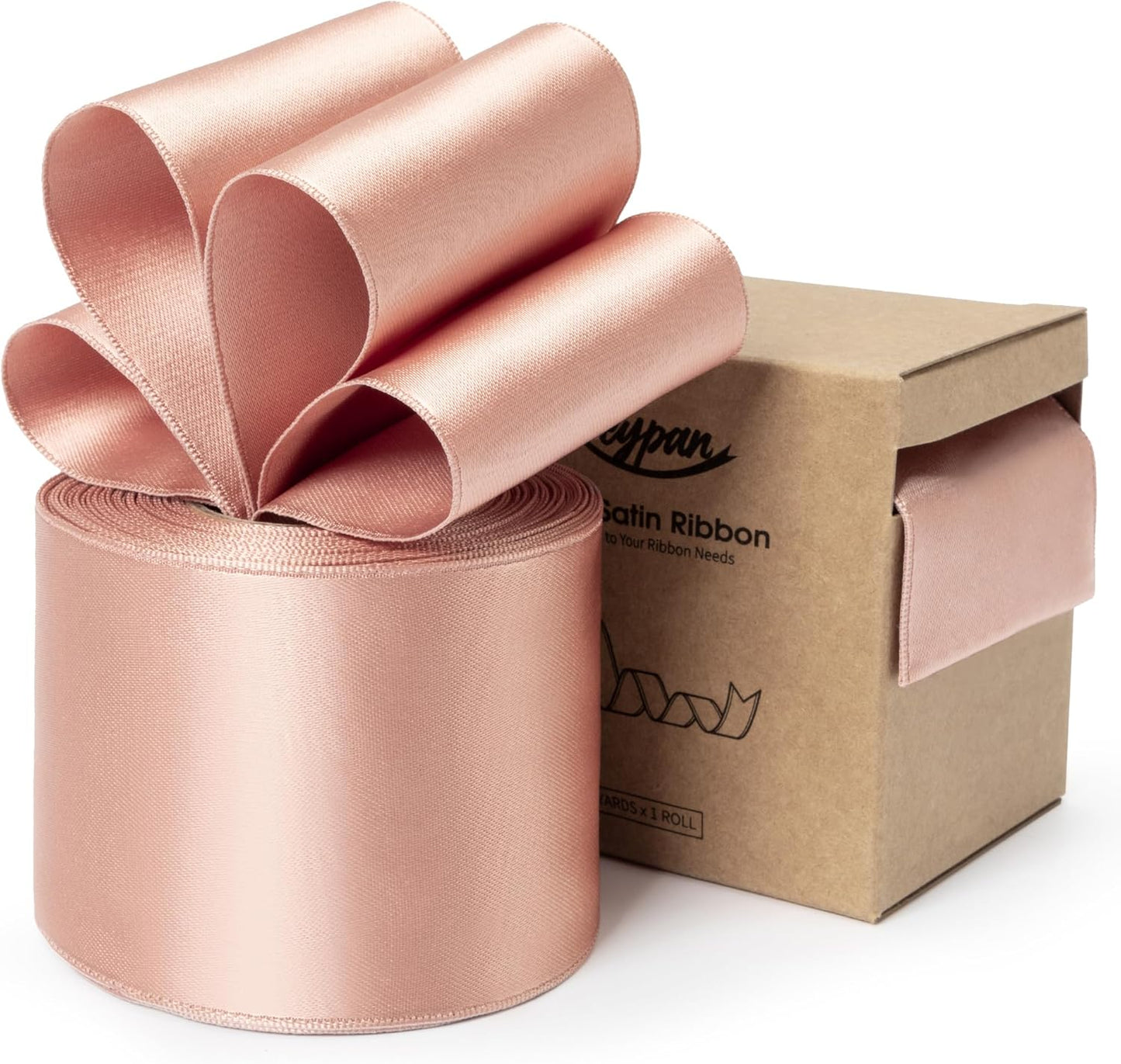 Rose Gold Satin Ribbon Double-Faced Wired Ribbons for Gift Wrapping Flower Bouquet Bows Wedding Invitation Christmas Decor Crafts 2-1/2 Inch 10 Yards