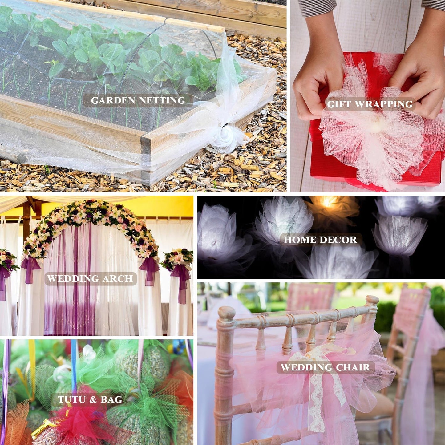 108" White Tulle Fabric Roll, Extra Large Matte Tulle Netting Bolt for Wedding Ceiling Drapes Arch Banquet Party Decorations Tutu Skirt Baby Shower DIY Crafts Gift Wrapping (10 Yards, White)