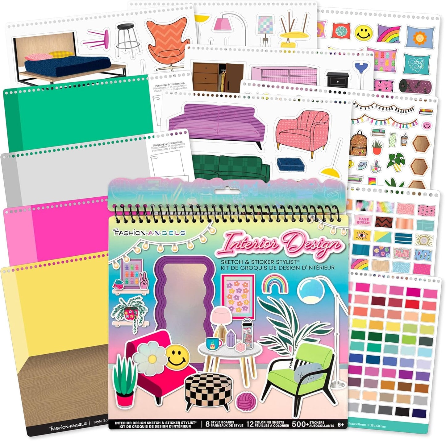 Fashion Angels Interior Design Sticker Stylist - 20 Style Boards with 14 Sticker Sheets - Interior Design Set for Kids - Room Design Kit for Girls - 550+ Aesthetic Room Decor Stickers - Ages 6 and Up