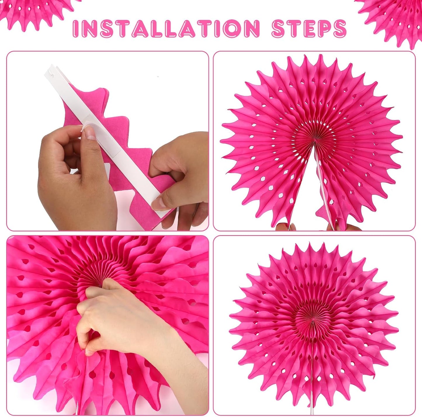 BestoFun 12PCS Paper Fans Peach and Hot Pink Party Decorations Tissue Paper Flowers Decorations for Girl Groovy Birthday Baby Shower Wedding Bachelorette Room Wall Hanging Décor