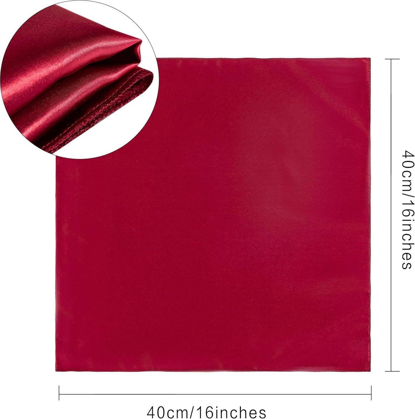 36 Pack Square Satin Dinner Napkins, 16x16 Inches Silky Soft Smooth Table Cloth Napkins for Restaurant Weddings Banquet Party Decoration, Burgundy