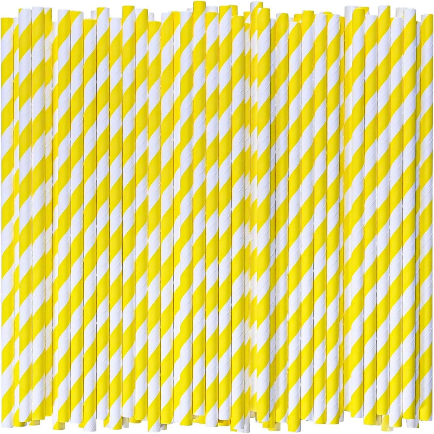 [1000 Count] Yellow Paper Drinking Straws, 7.75 Inch -Restaurant Bulk Pack