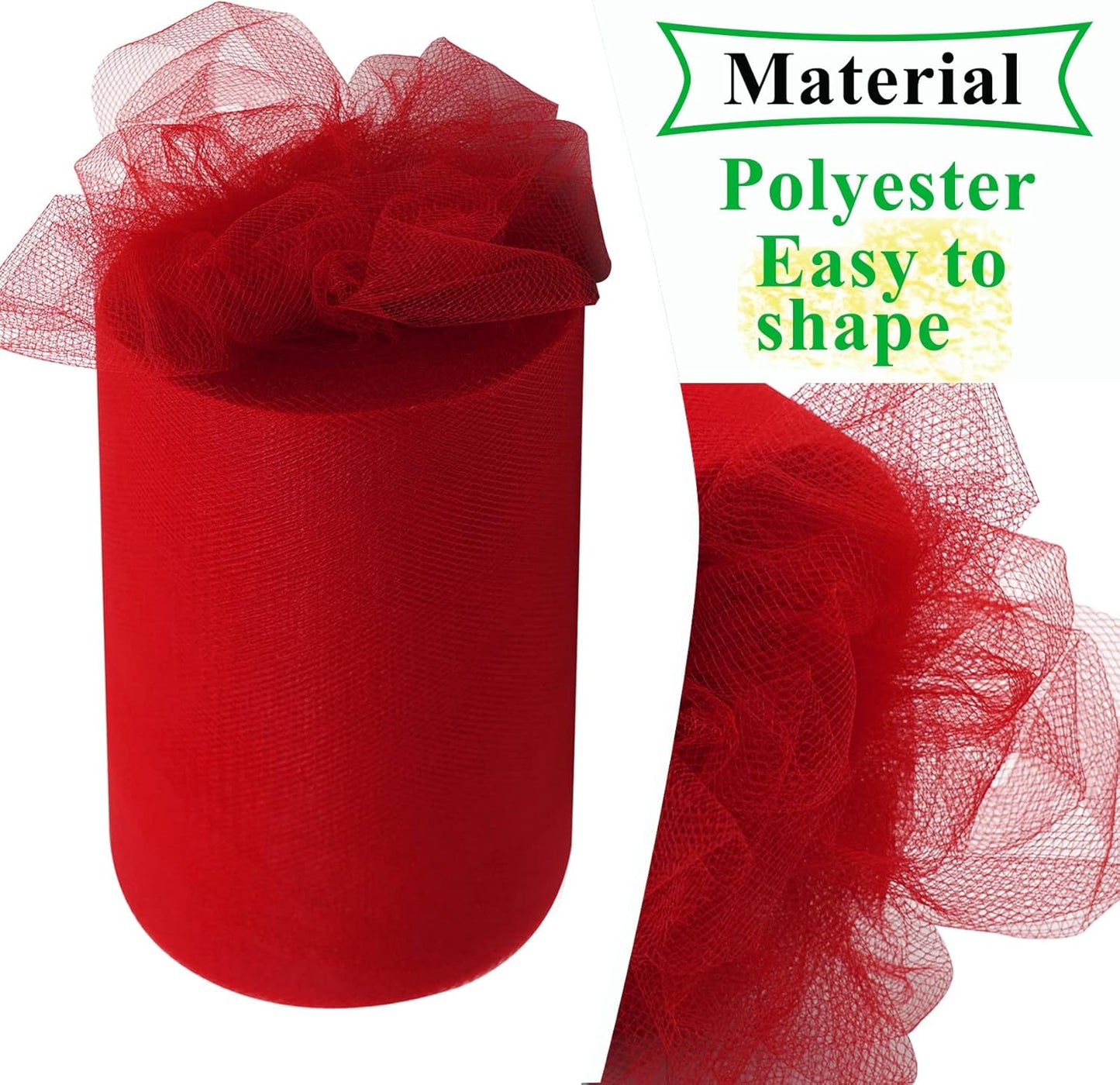 Red Tulle Fabric Rolls 6 Inch by 100 Yards (300 feet) Fabric Spool Tulle Ribbon for Christmas Gift Wrapping DIY Tutu Bow Baby Shower Birthday Party Wedding Decorations Craft Supplies
