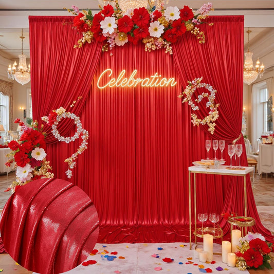 20x10 ft Wrinkle Free Red Sequin Backdrop Curtain for Parties-Thick Not Fall-Off Glitter Backdrop Drapes-2 Panels 5x10ft Shimmer Photo Back Drop Cloth for Wedding Birthday Photography Background