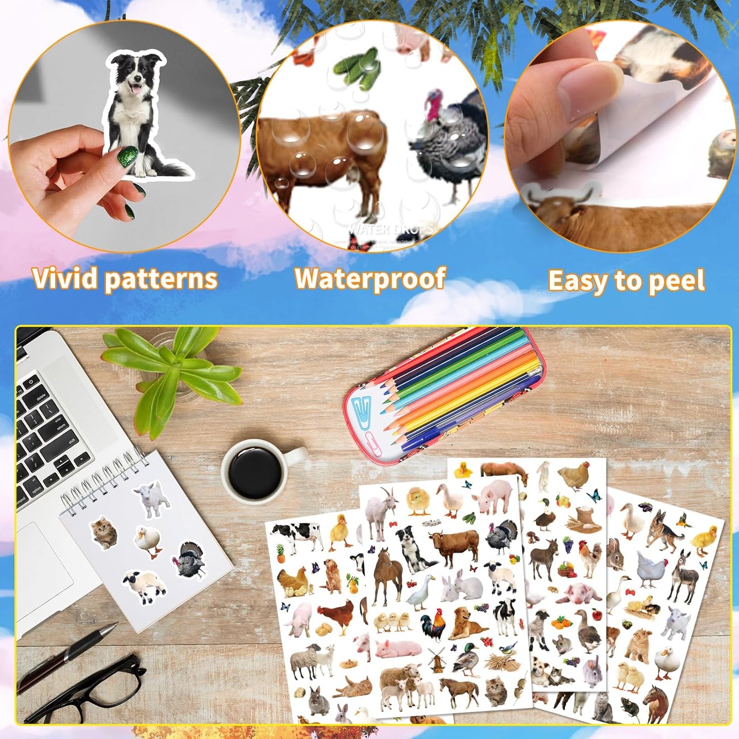 Farm Animals Stickers 720 Count Farm Animal Barnyard Cow Sheep Chicken Stickers Party Favors Gifts Sticky Decor for Scrapbook Calendar Planner Gift Wrap Decor