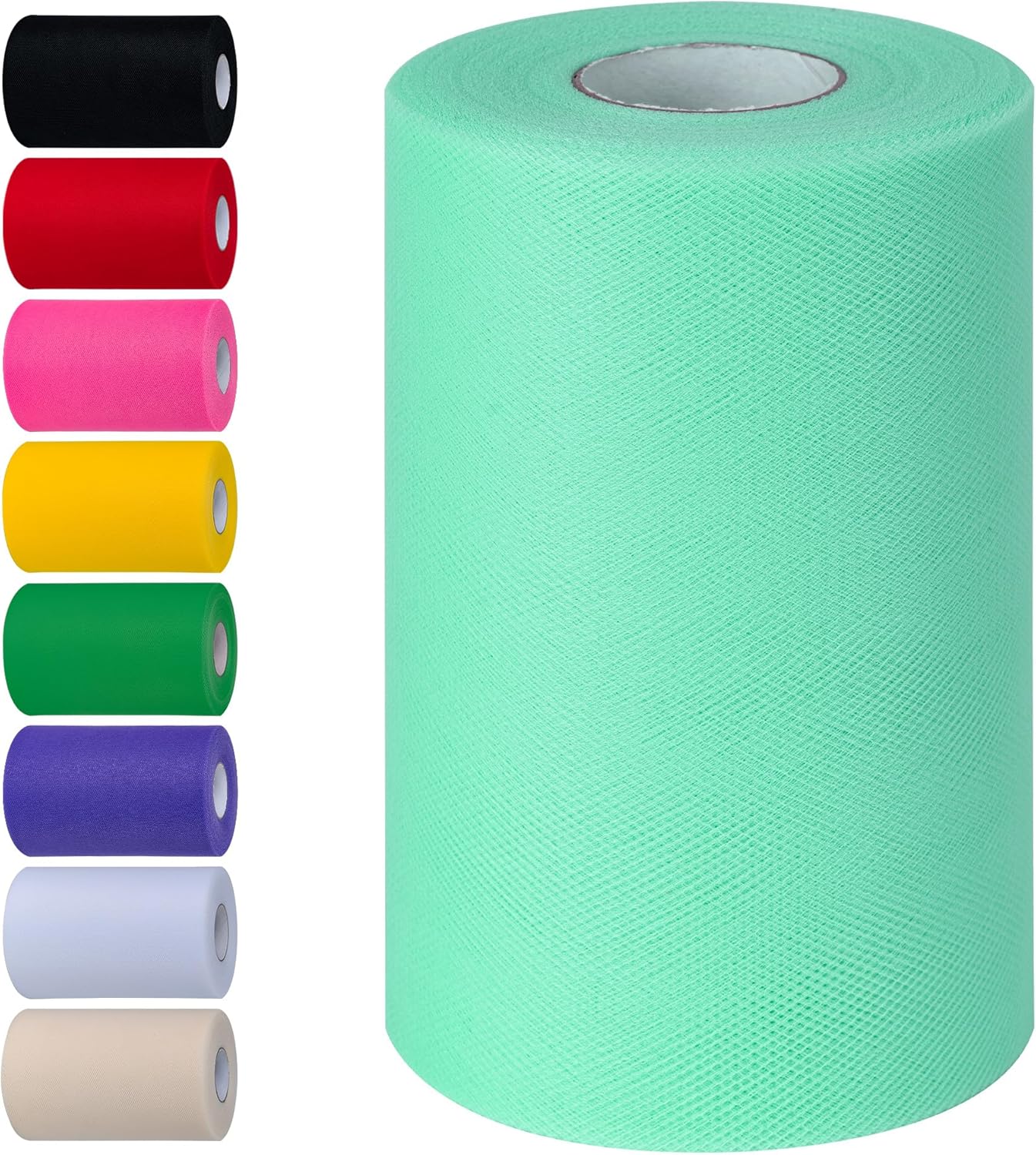 Beige Green Tulle Fabric Rolls 6 Inch by 100 Yards (300 feet) Tulle Roll Spool Fabric for DIY Tutu Skirt Baby Shower Birthday Party Wedding Decorations Christmas Craft Supplies (Beige Green)