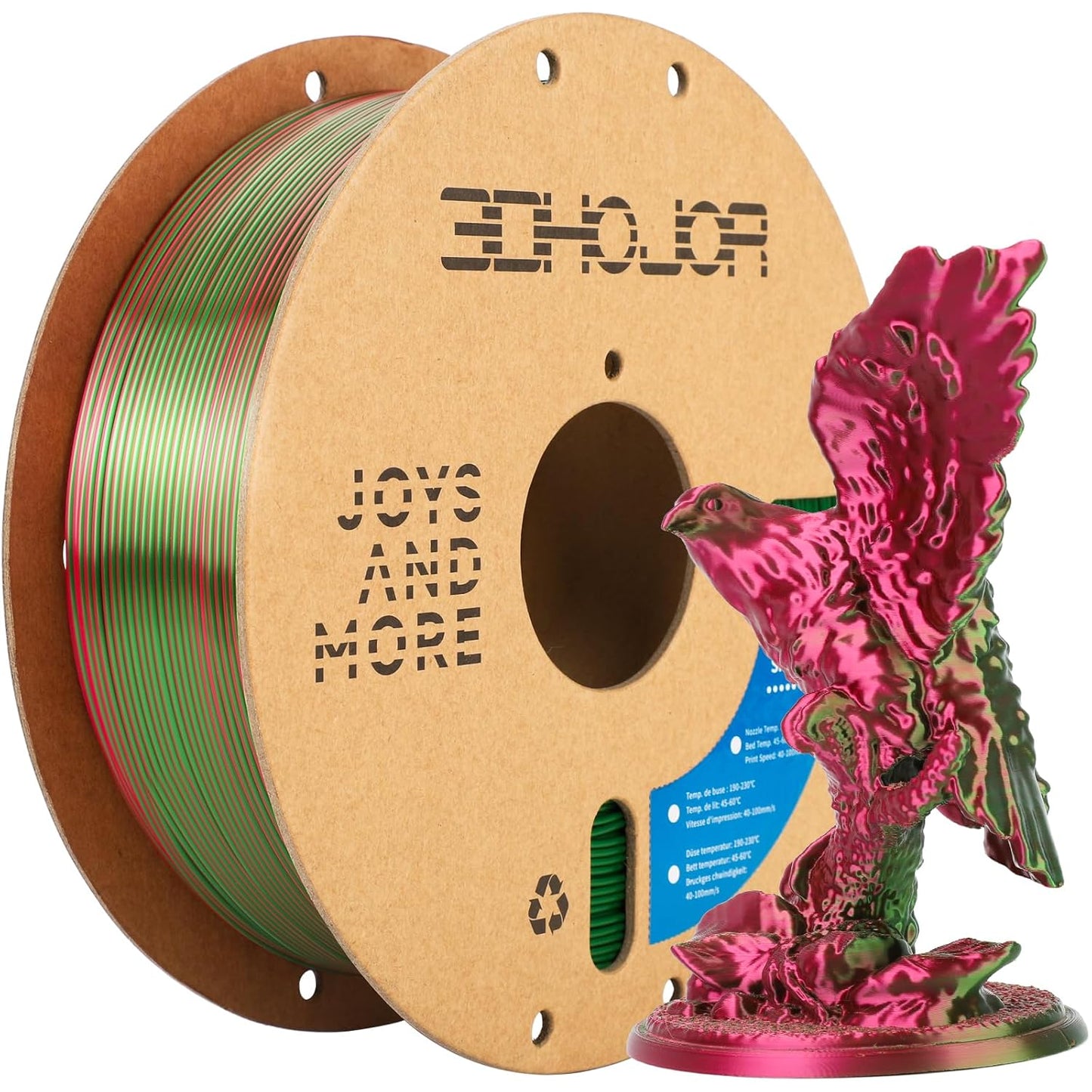 Silk PLA Filament 1.75mm Red Green Dual Color PLA 3D Printer Filament 2 in 1 Coextrusion 1KG Spool(2.2lbs) 3D Printing Filament Dimensional Accuracy +/- 0.03mm Fits for Most FDM 3D Printers