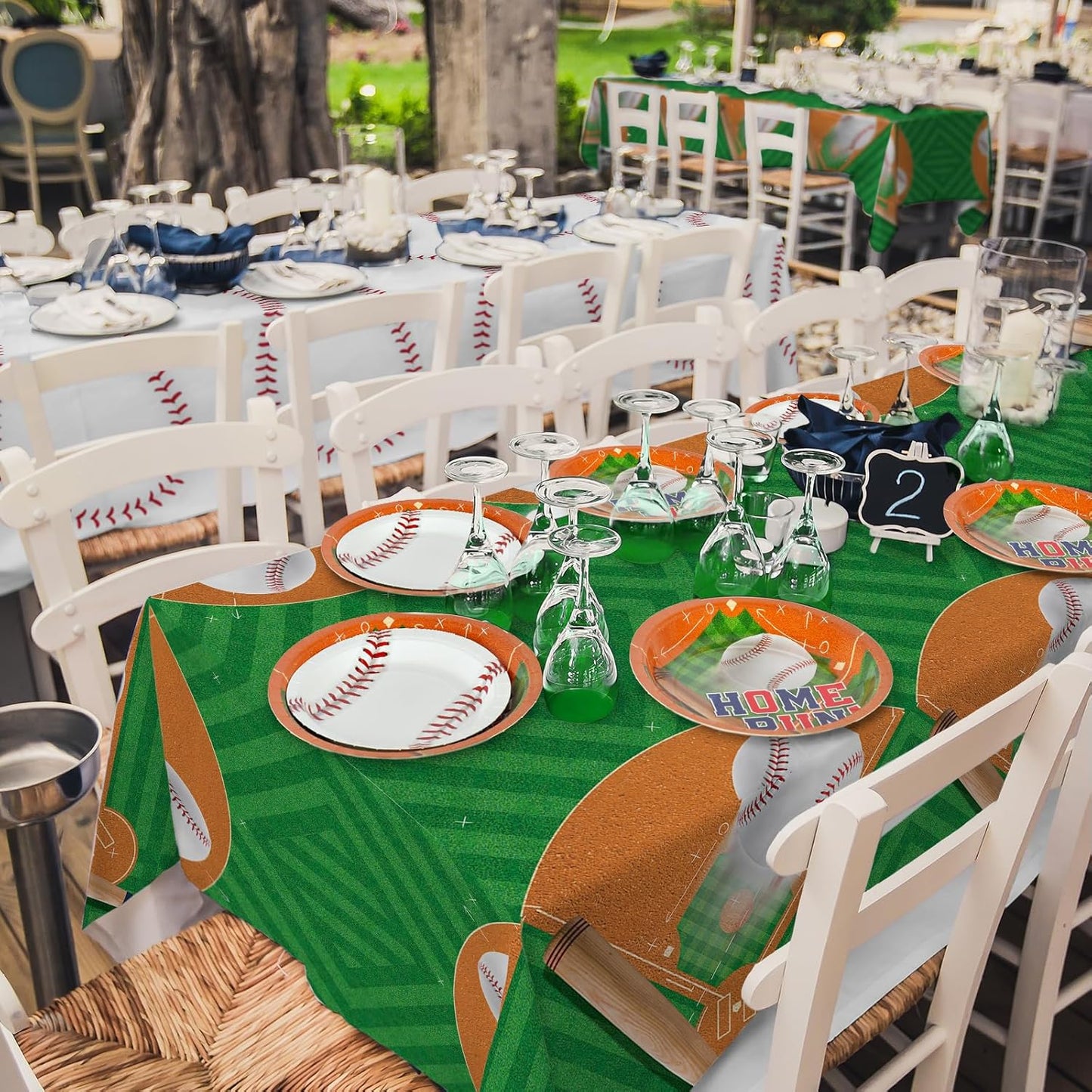Gatherfun Baseball Party Supplies: 2-Pack Baseball Birthday Decorations with Disposable Plastic Tablecloth - Table Cover for Baseball Games & Parties, 54 x 108 Inch