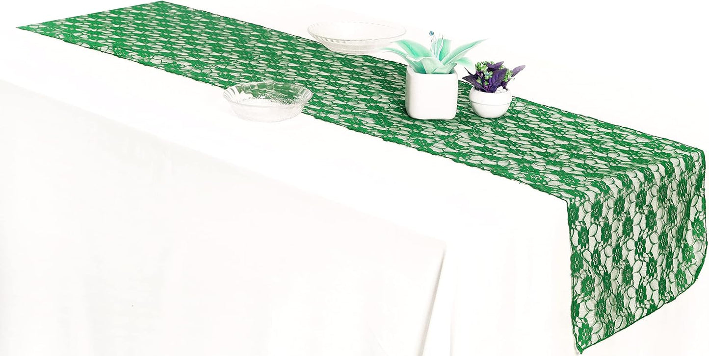 MDS Pack of 12 Wedding 12 x 108 inches Satin Table Runner for Wedding, Decorations for Birthday Parties, Banquets, Graduations, Engagements, Runners fit Rectangle, Round Table- Hunter Green
