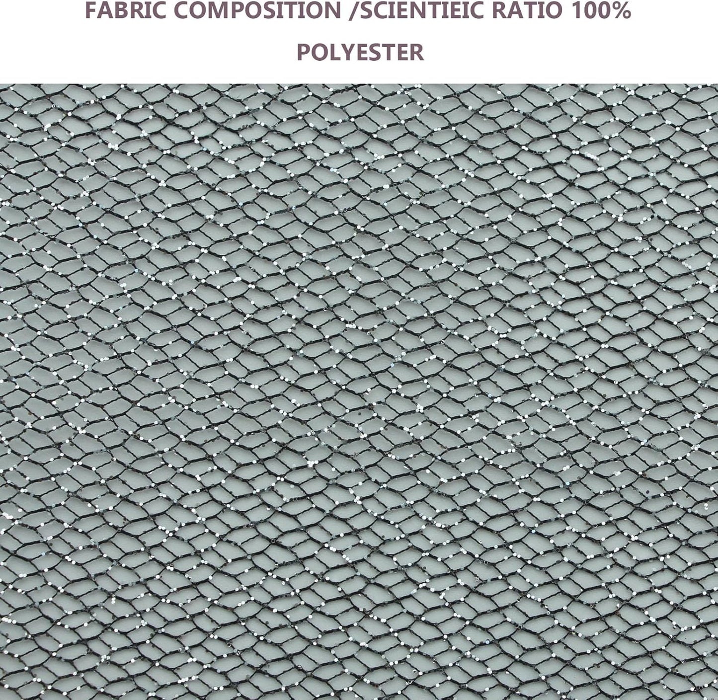 Glitter Tulle Fabric 56 Inch by 5.5 Yards Fabric Tulle Bolt for Wedding Christmas Decorations DIY White Tutu Baby Shower Table Skirt Ceiling Decor Birthday Party Craft Supplies-Black