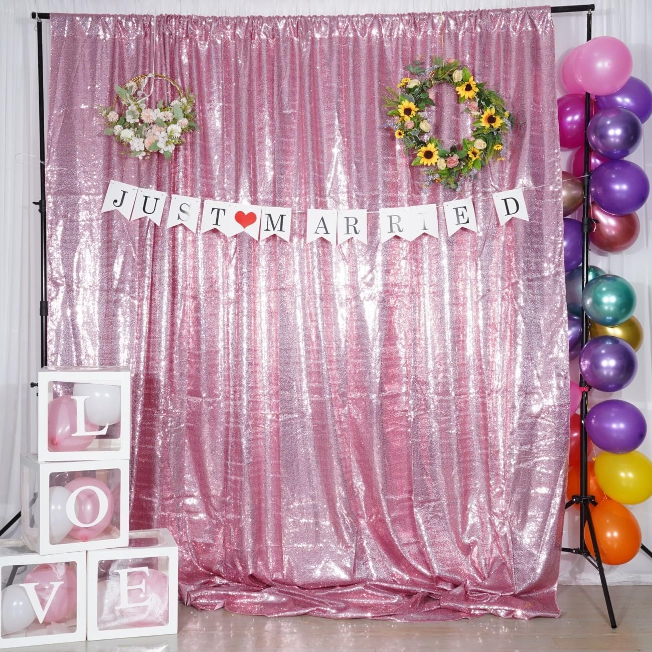 Poise3EHome 6Ft x 6Ft Fuchsia Pink Sequin Backdrop, Glitter Thick Satin Sequin Background Drapes, Sequence Backdrop for Wedding Party Holiday Festival Decor