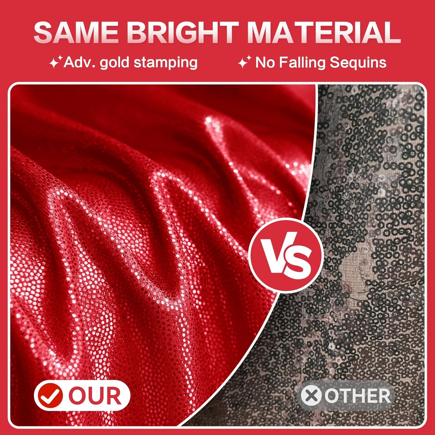 gogoparti 20x10FT Red Sequin Backdrop Curtain - 4 Panels of 5x10FT Wrinkle-Free Glitter Drapes for Photography, Birthdays, Weddings & Graduations