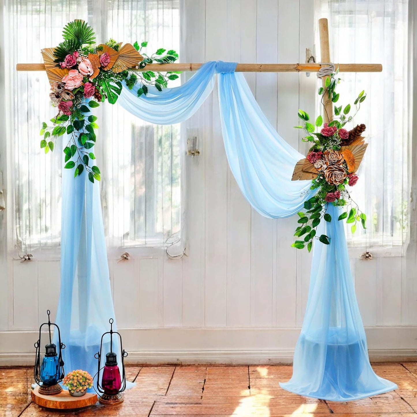 MDS Halloween Chiffon Draping Fabric - 1 Panel, 30" Wide x 50ft Long - Sheer Spooky Arbor & Canopy Drapery for Haunted House Backdrops, Party Ceilings, DIY Costumes & Themed Events - Turquoise