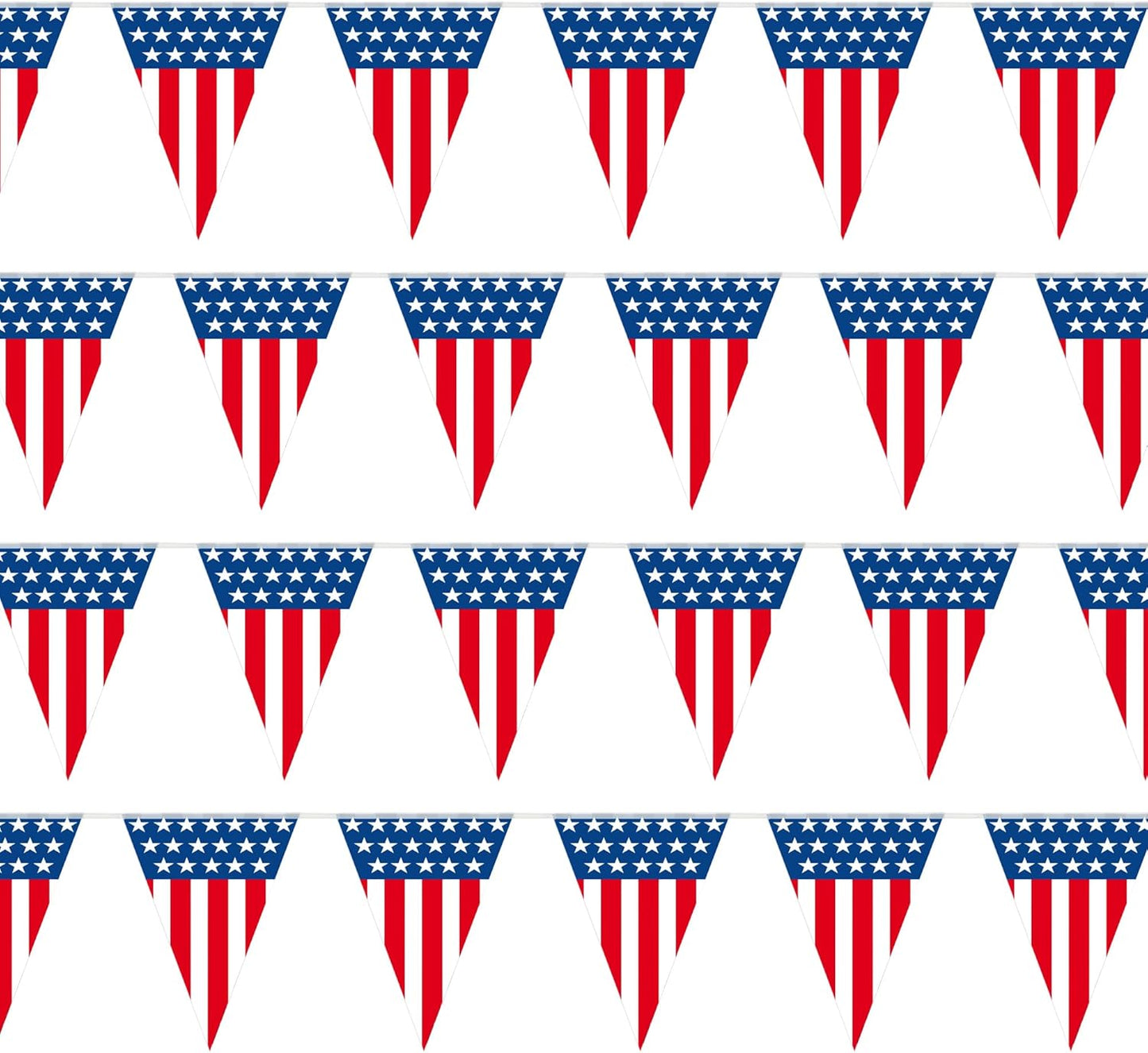 USA Flag Pennant Banner | 100’ FT. Long American String Flags | 18” Inch Tall Triangle Flag Decorations USA Party | Stars and Stripes Bunting Garland | 4th of July Patriotic Decoration | BASHOUT