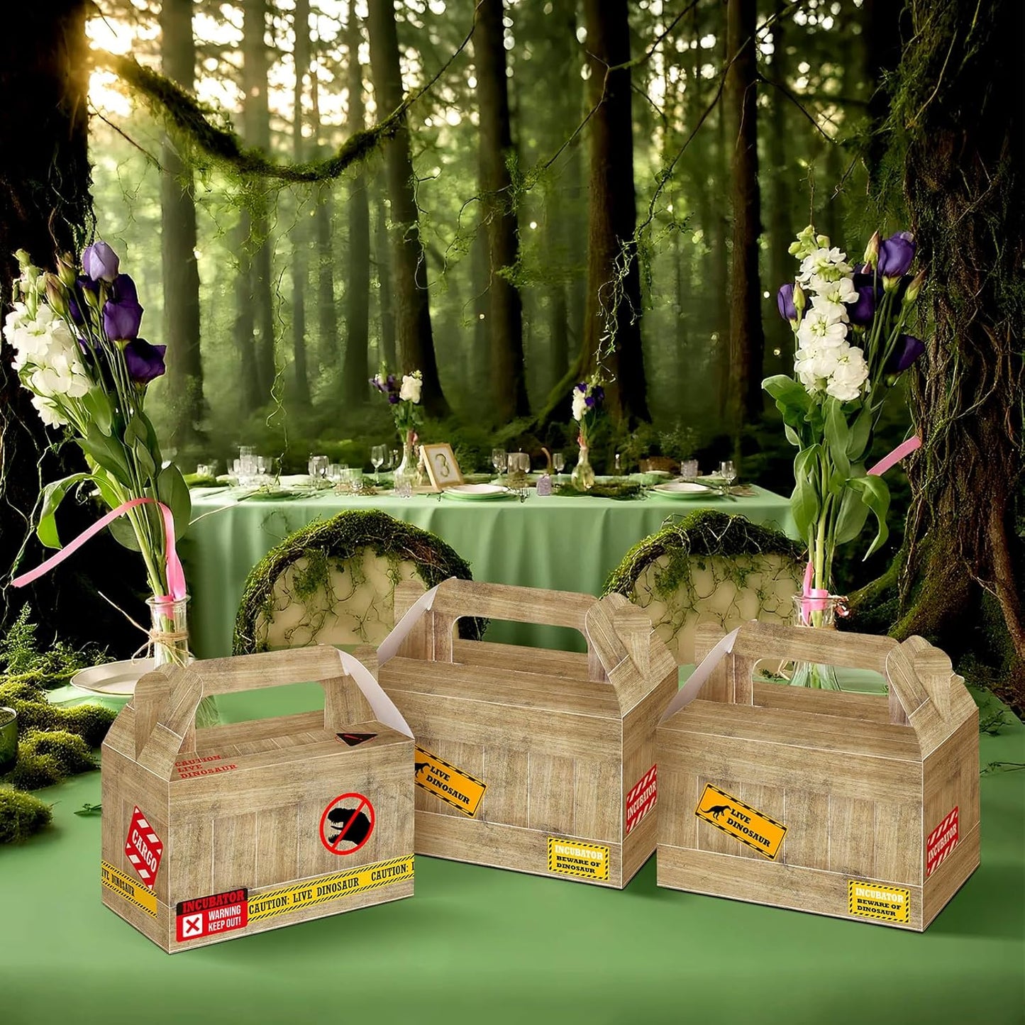 Bucherry 24 Pcs Dinosaur Treat Boxes Dino Party Favor Boxes Candy Goodie Gift Containers for Dinosaur Birthday Decorations Dino Birthday Party Supplies Baby Shower Decorations