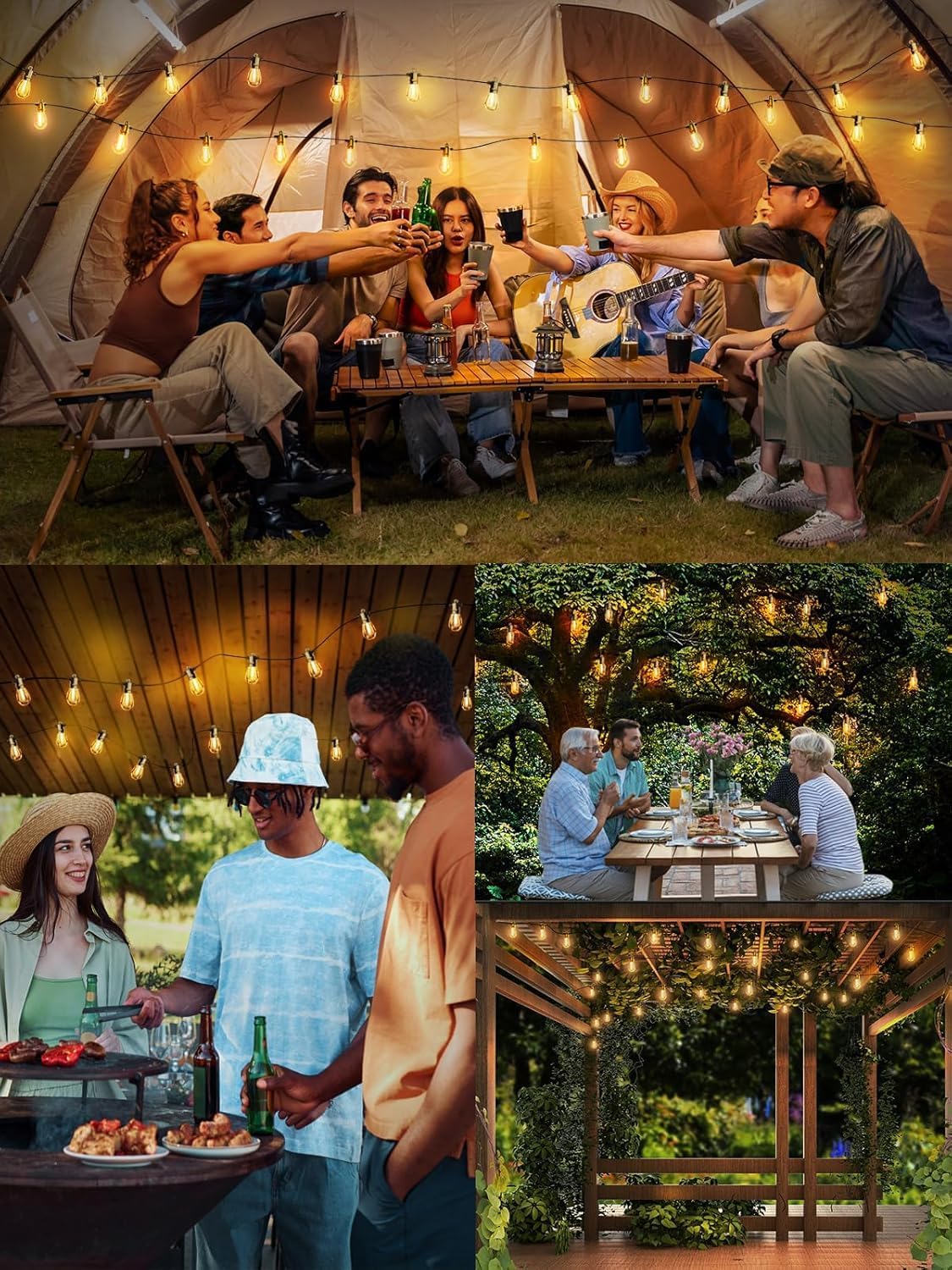 Svater LED Outdoor String Lights 100 FT, Patio Lights with Shatterproof Bulbs, Outside Hanging Light Waterproof for Porch, Deck, Garden, Backyard, Balcony, Dimmable 2700K