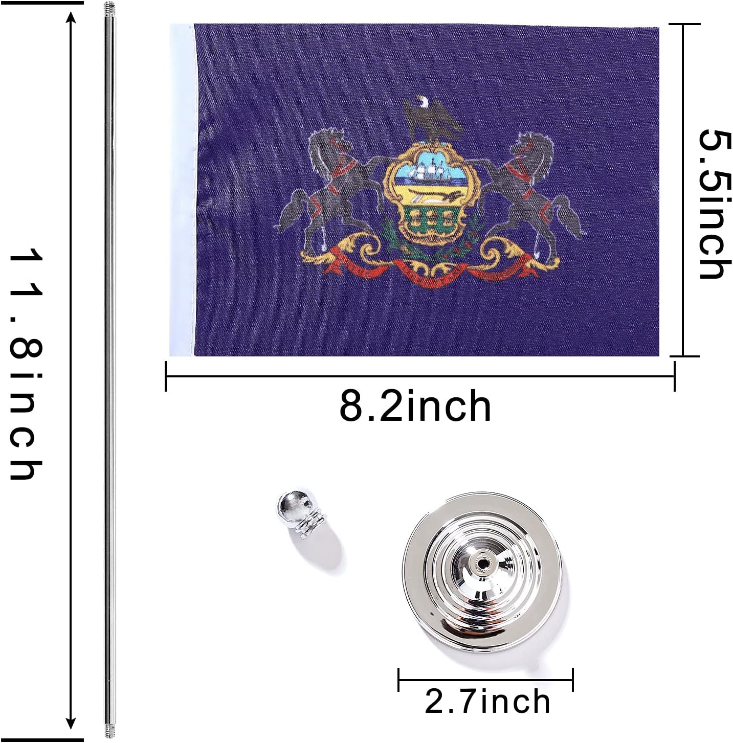 ZXvZYT 2 Pack American US Pennsylvania flag USA Pennsylvania PA State table flag,Small Mini United States Desk Flags With Stand Base,for U.S. States Party Events Celebration Decorations Supplies