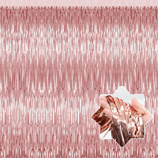 5 Pack Rose Gold Backdrop Birthday Decorations Foil Curtain Backdrop Bachelorette Party Decorations Rose Gold Party Decor Streamers Groovy Birthday Party Decorations