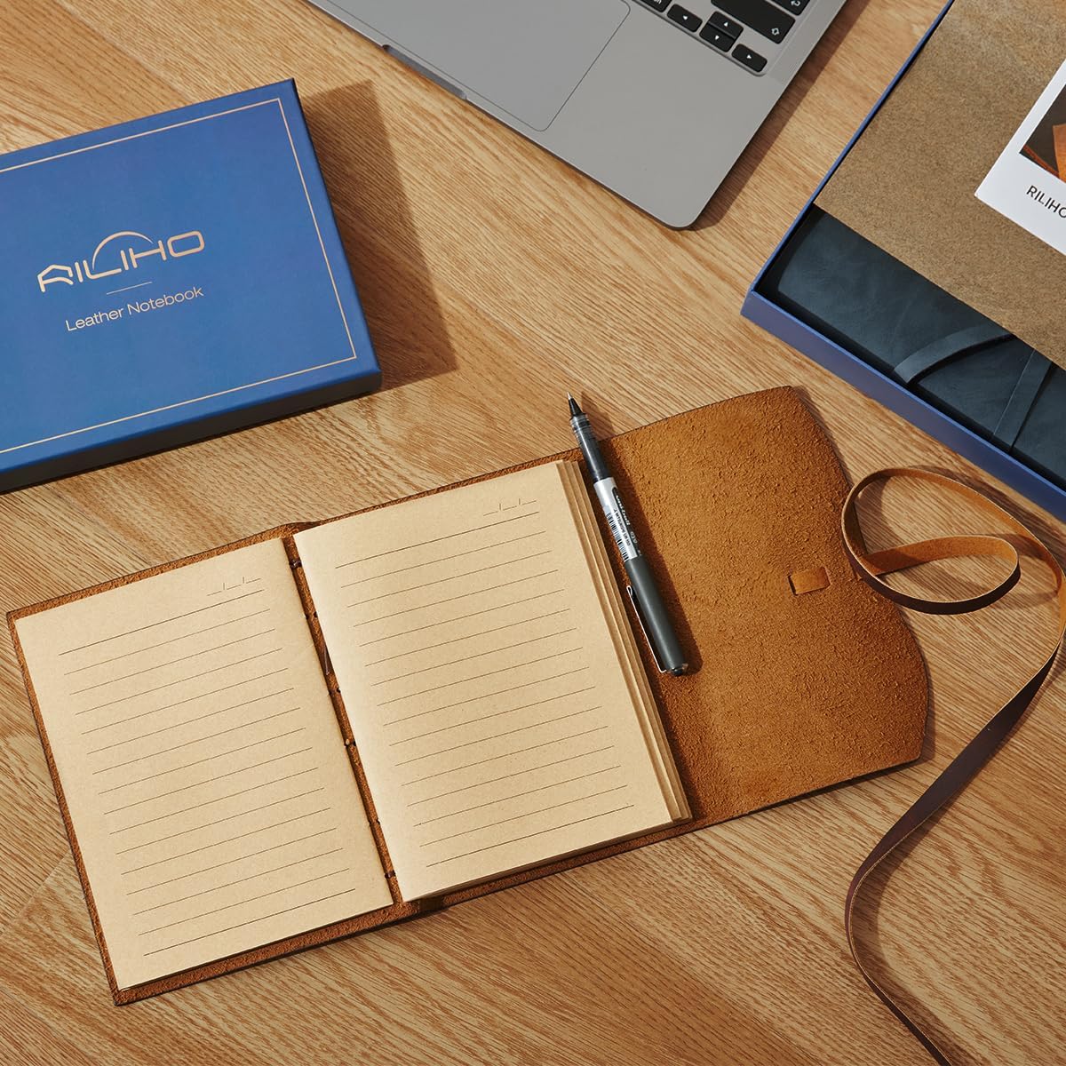 Leather Journal Notepad, Small Notebook 4.8x6.5 Inches, Mini Journal, Retro Premium Planner, Lined Diary Vintage Style, Ideal for Women and Men, Artists, Travelers, Navy Blue