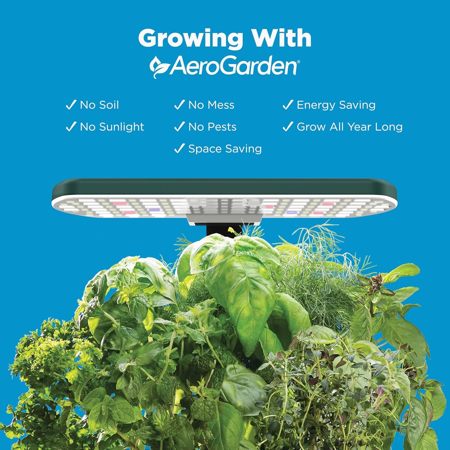 AeroGarden Harvest Lite, Indoor Garden Hydroponic System with LED Grow Light, Holds up to 6 AeroGarden Pods, Green