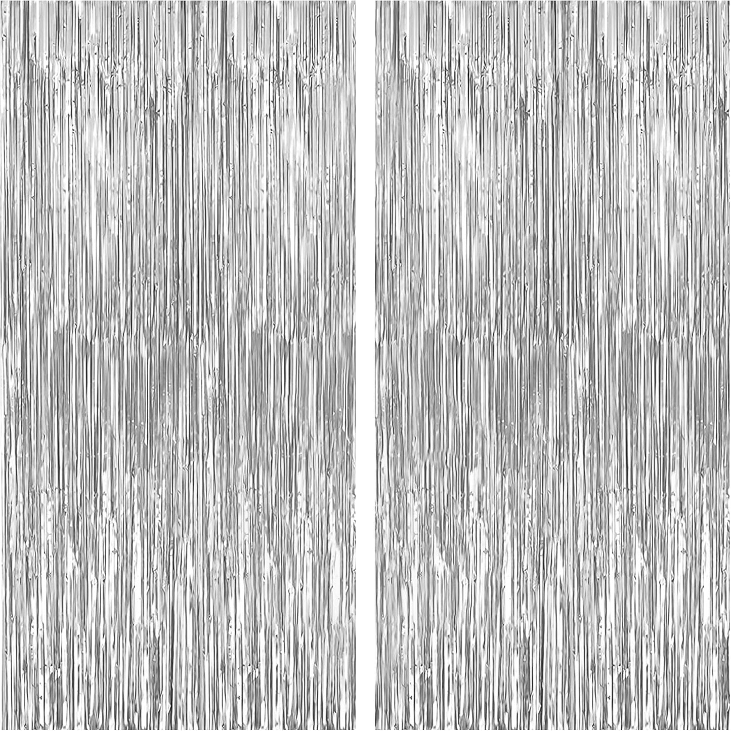 KatchOn, Metallic Silver Backdrop - Pack of 2 | Silver Streamers for Disco Party Decorations | Fringe Backdrop for Wedding, Anniversary, Birthday, New Year, Christmas, Bachelorette Party Decorations