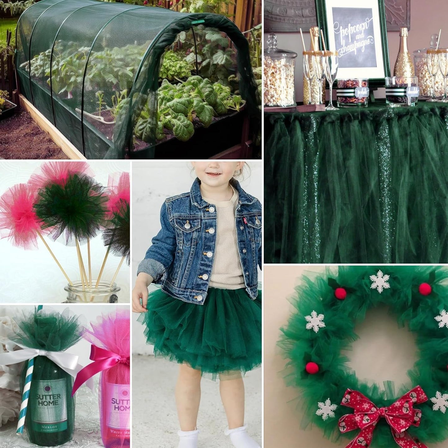 Hunter Green Tulle Fabric Rolls 54 Inch by 40 Yards Tulle Bolt Spool for Wedding Decorations DIY Tutu Baby Shower Table Skirt Ceiling Decor Birthday Party Craft Supplies