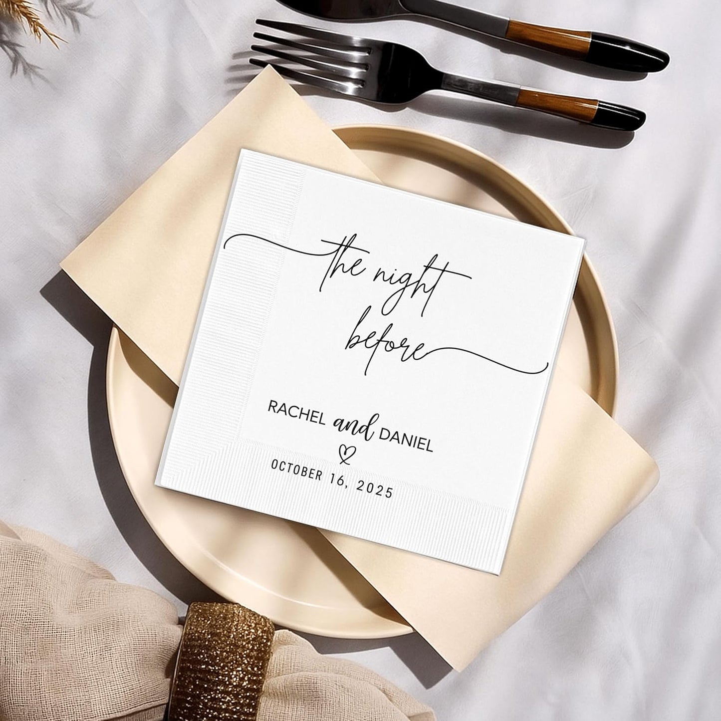 Luxury Personalized Rehearsal Dinner Napkins, Custom Rehearsal Dinner Decor, Bachelorette Napkins, Custom Cocktail Napkin, Beverage Luncheon Cocktail Napkin For Reception, Bridal Shower