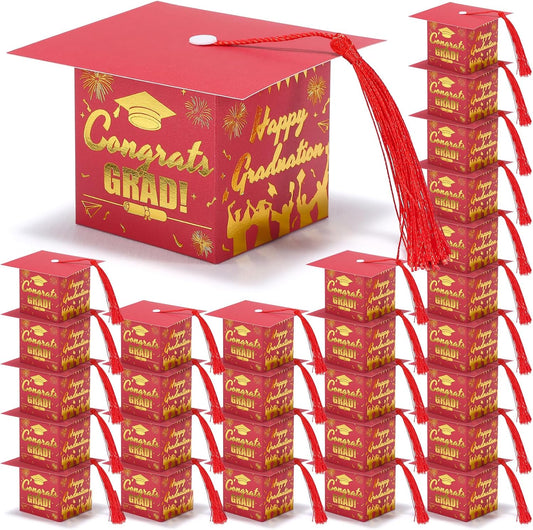 COTOPHER 36 Pack Mini Graduation Cap Gift Boxes with Tassel, Class of 2025 Graduation Candy Boxes Centerpieces for Tables Party Decorations, Small Treat Chocolate Box Graduate Favors Supplies