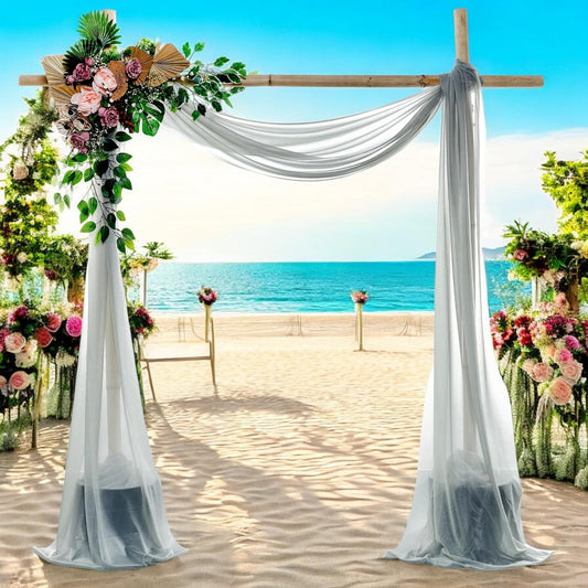 MDS Halloween Chiffon Draping Fabric - 2 Panel, 30" Wide x 20ft Long - Sheer Spooky Arbor & Canopy Drapery for Haunted House Backdrops, Party Ceilings, DIY Costumes & Themed Events - Gray