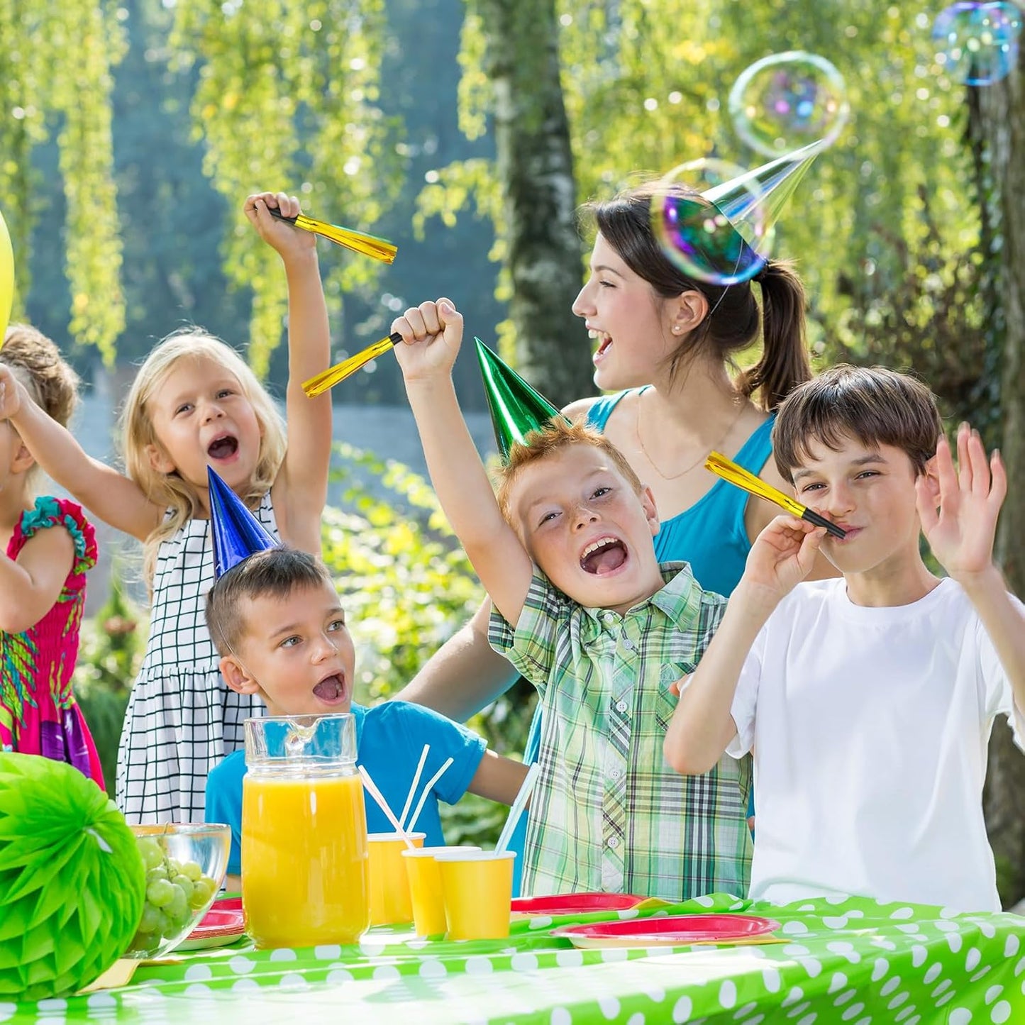 Metallic Fringed Noise Makers, 24 Pcs, Gold, Silver, for Noise Makers Party Favors, Baby Shower, Kids Birthday, New Year Party