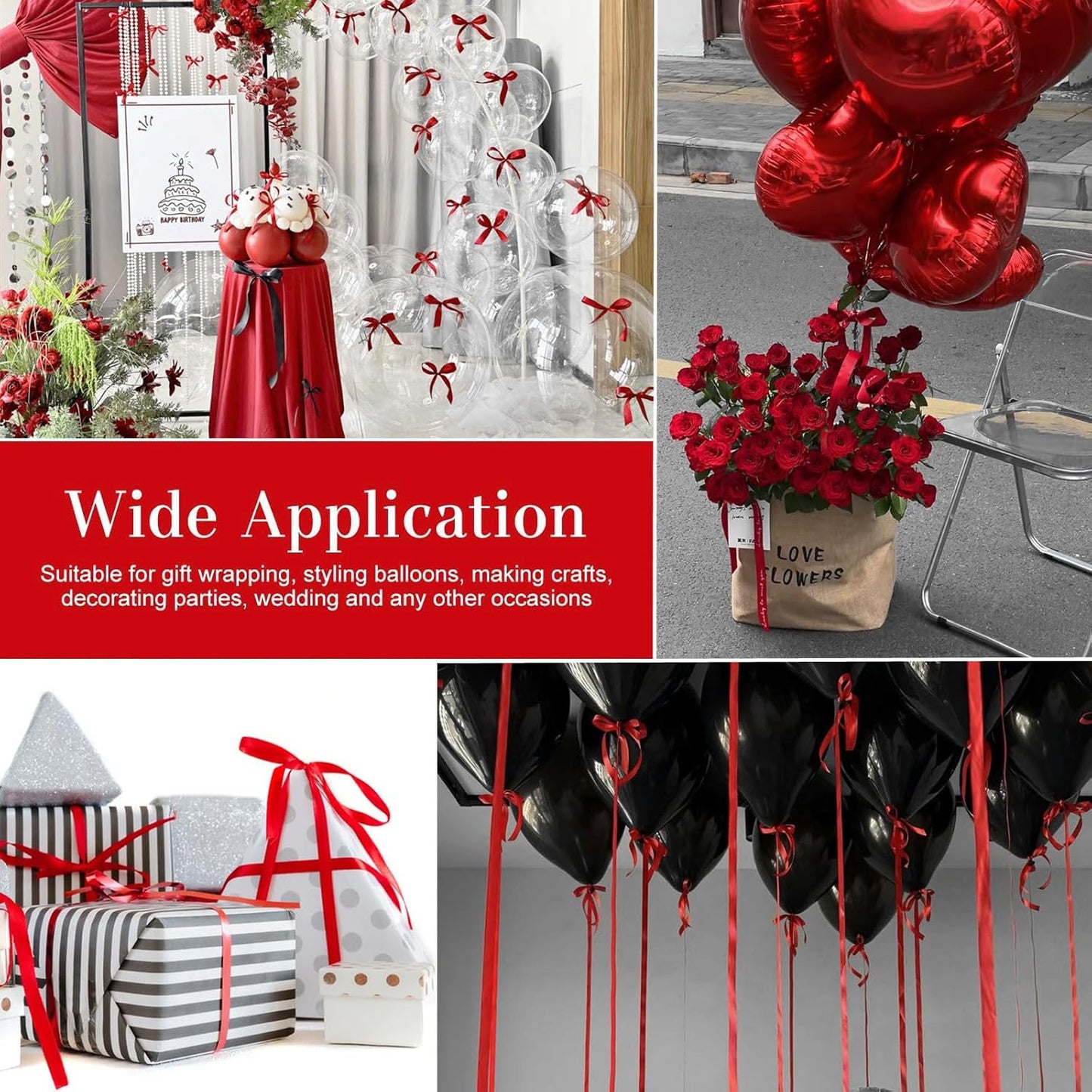 500 Yards Red Curling Ribbon-Balloon String-Balloon Ribbon Roll for Party Decoration, Gift Wrapping, Wedding, Art Crafts, Florist Flower