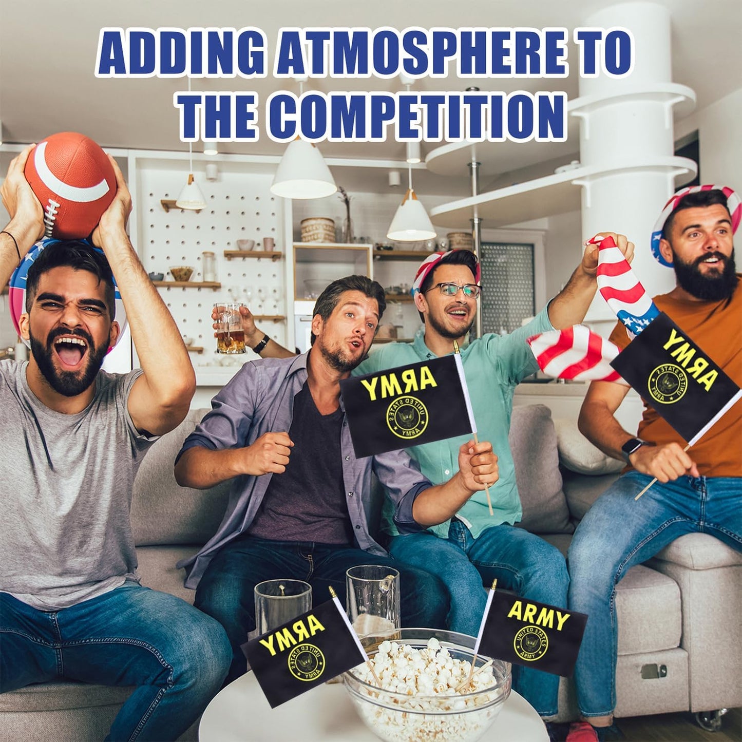 12Pcs Small USA Gold Crest Flags on Wooden Stick Mini Military Flag Hand Held Flag Decorations,5x8 Inch