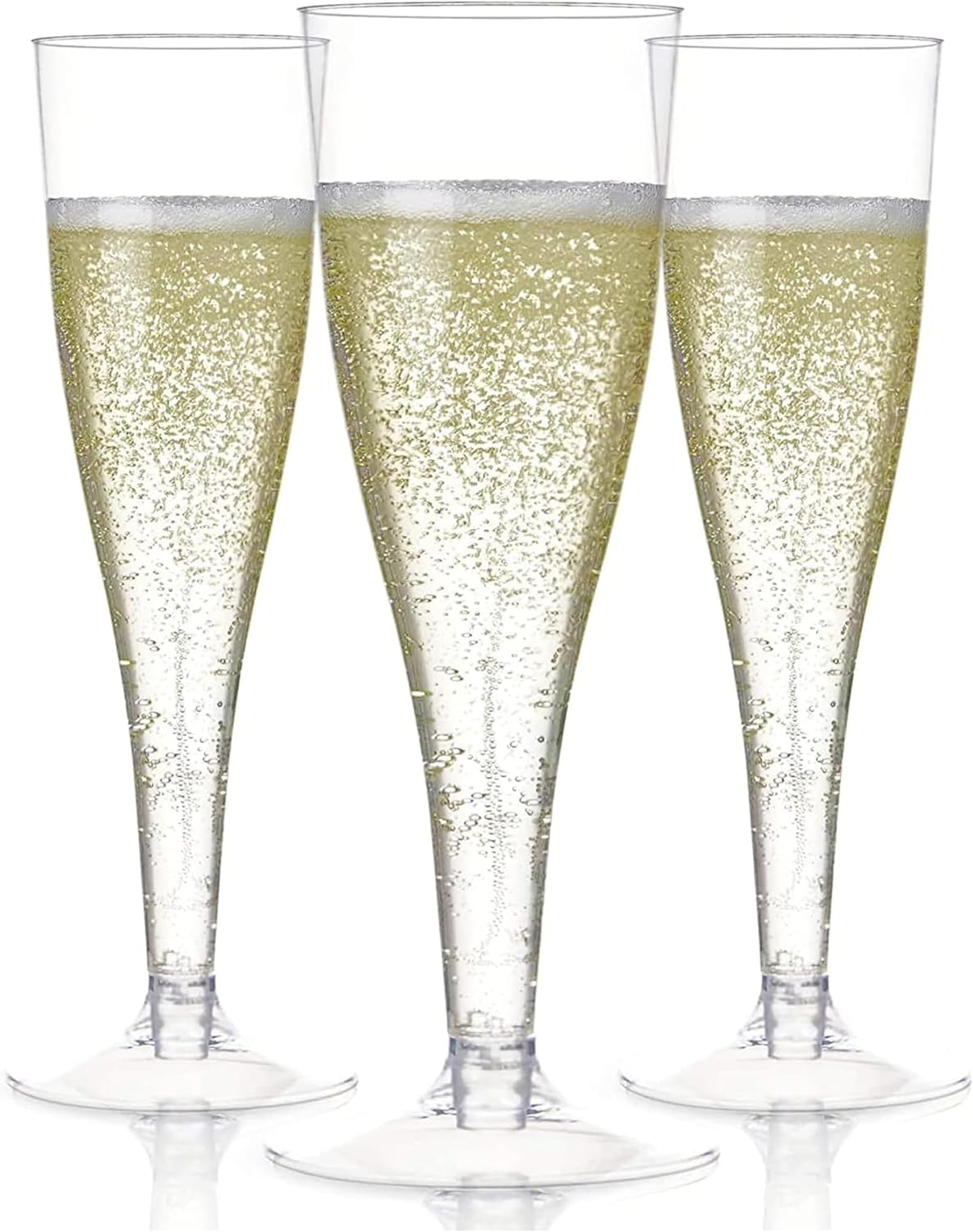 Prestee Set of 24 Clear Plastic Champagne Flutes - 4.5 oz Capacity Shatterproof Disposable Glasses - Suitable for Weddings, Cocktail Parties, and Outdoor Celebrations
