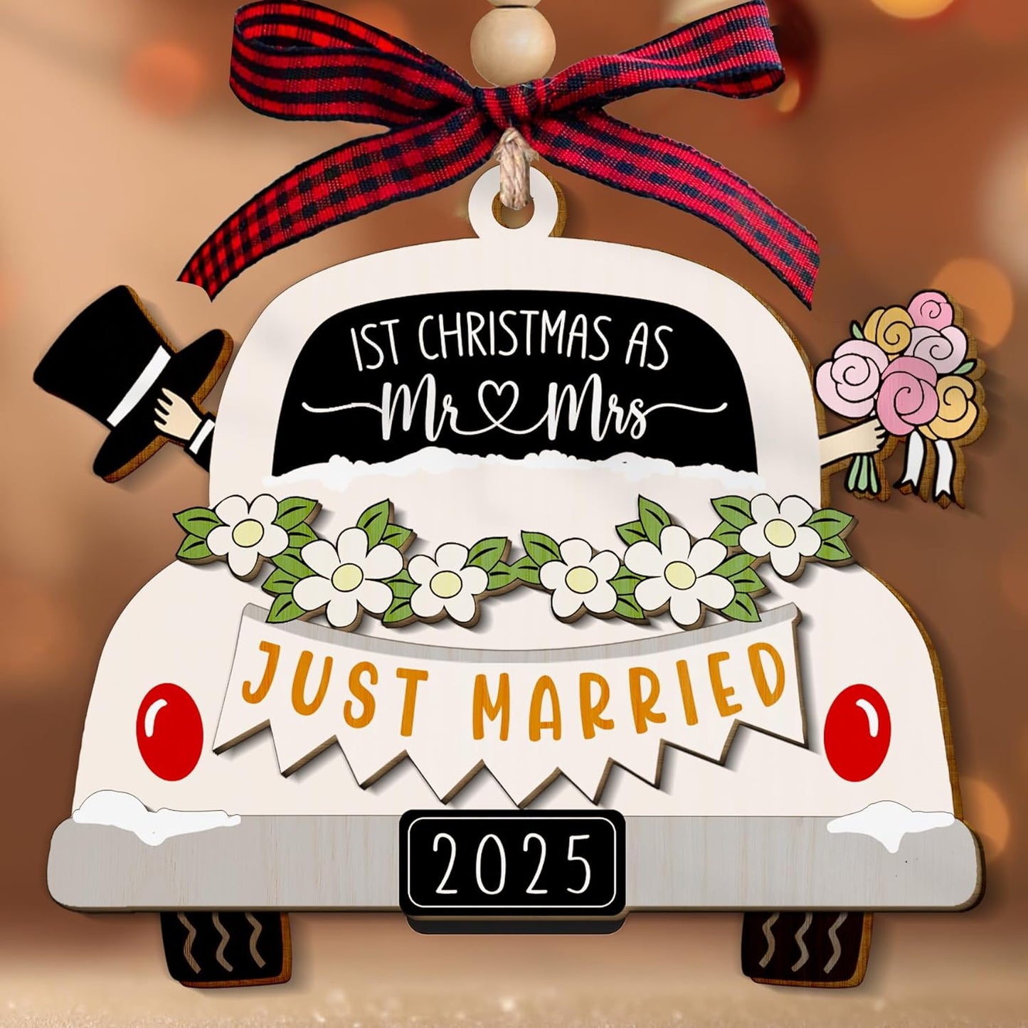NewEleven Mr and Mrs Gifts - Wedding Gifts for Couples 2025, Just Married, Newlywed Keepsake - Wedding Ornament, Meaningful Gift from Friend, Family - Christmas Ornament