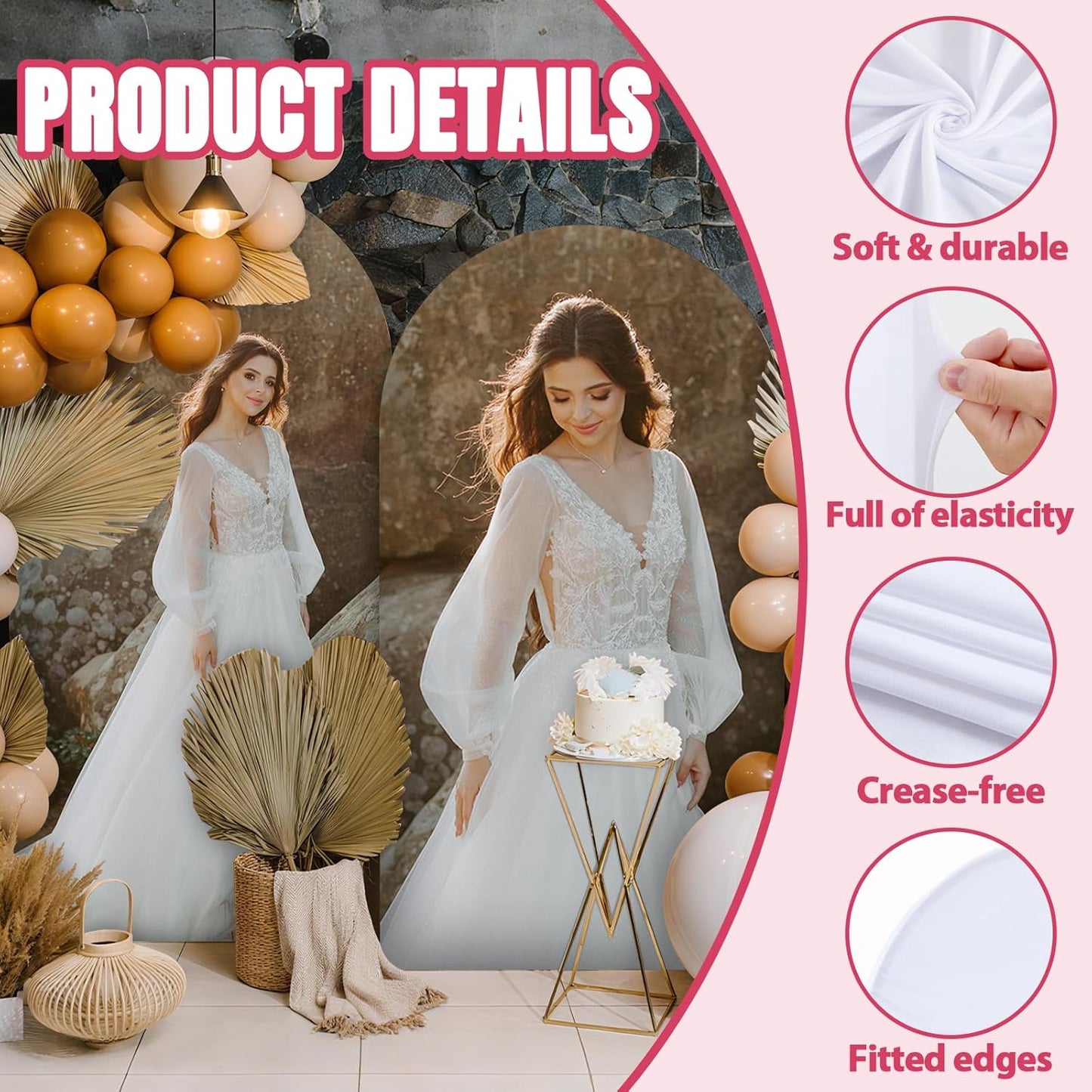 Custom Arch Cover - Personalized Arch Backdrop Covers with Photo Text for Baby Shower Wedding Holiday Birthday Graduation Party 4~7.2 FT (Arch)