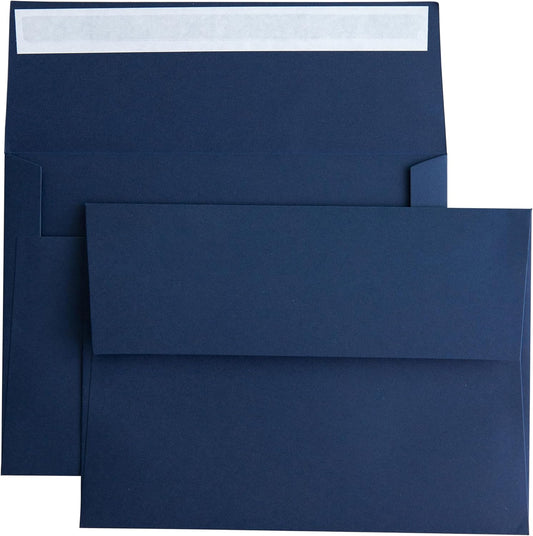 PONATIA 50 Pieces 5x7 Envelopes, A7 Envelopes Self Seal for Weddings, Invitation Cards, Photos, Postcards, Greeting Cards Mailing, Baby Shower, Graduation, Christmas Gift Cards (Navy Blue)