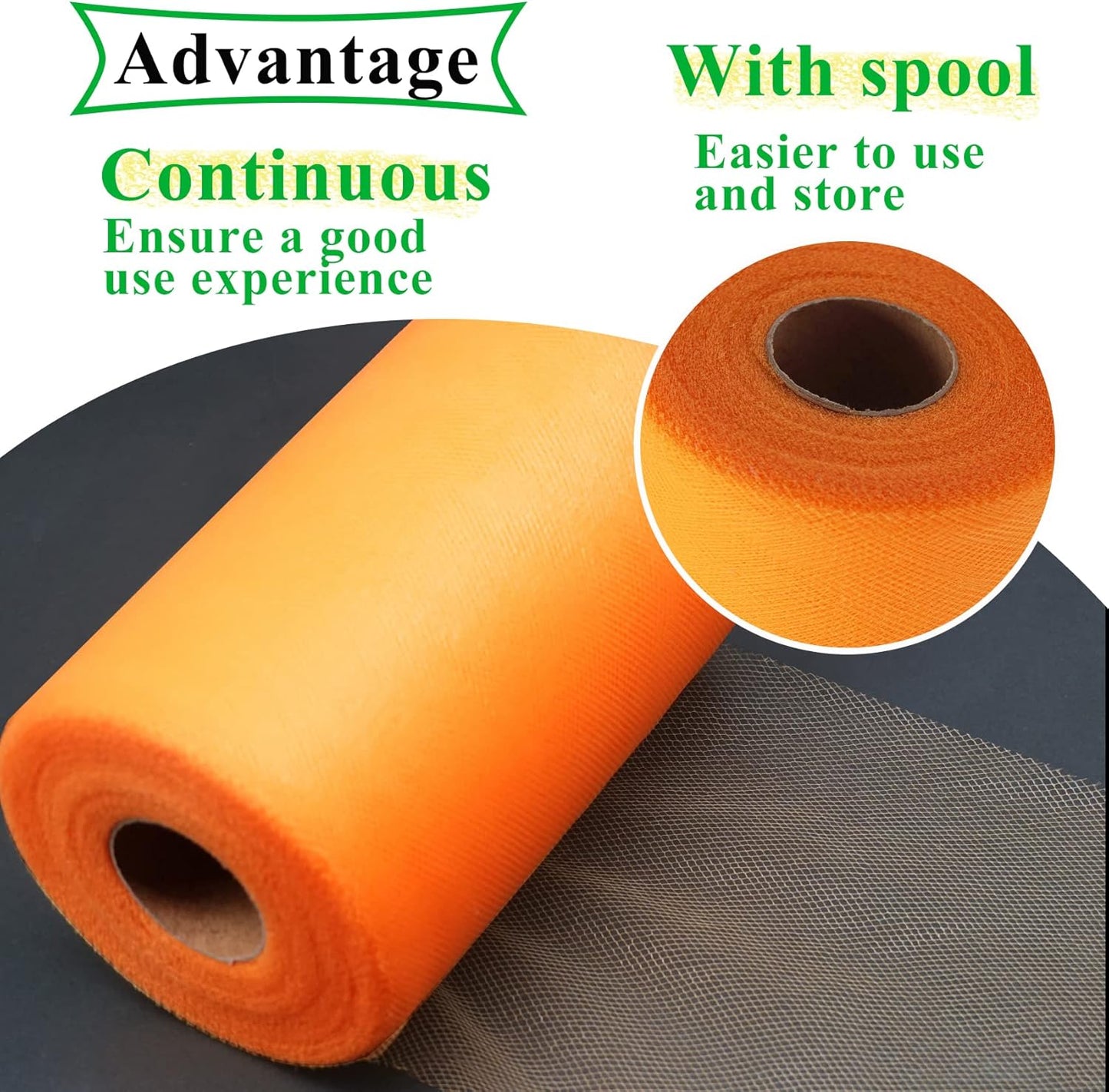 Orange Tulle Fabric Rolls 6 Inch by 100 Yards (300 feet) Fabric Spool Tulle Ribbon for DIY Orange Halloween Tutu Bow Baby Shower Birthday Party Wedding Decorations Christmas Craft Supplies