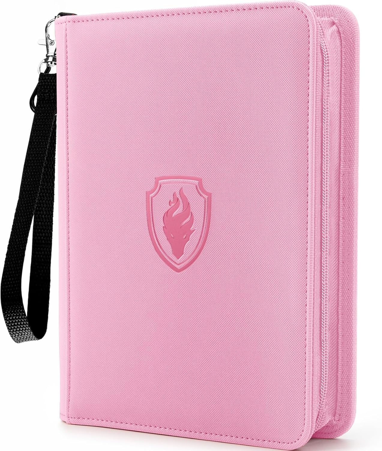 Premium 4 Pocket Zip Card Binder, Trading Card Binder for 320 Cards, Portable PU Card Collection Binder, Collector Card Album Folder for MTG, TCG, Sports Cards, Game Cards (Pink)