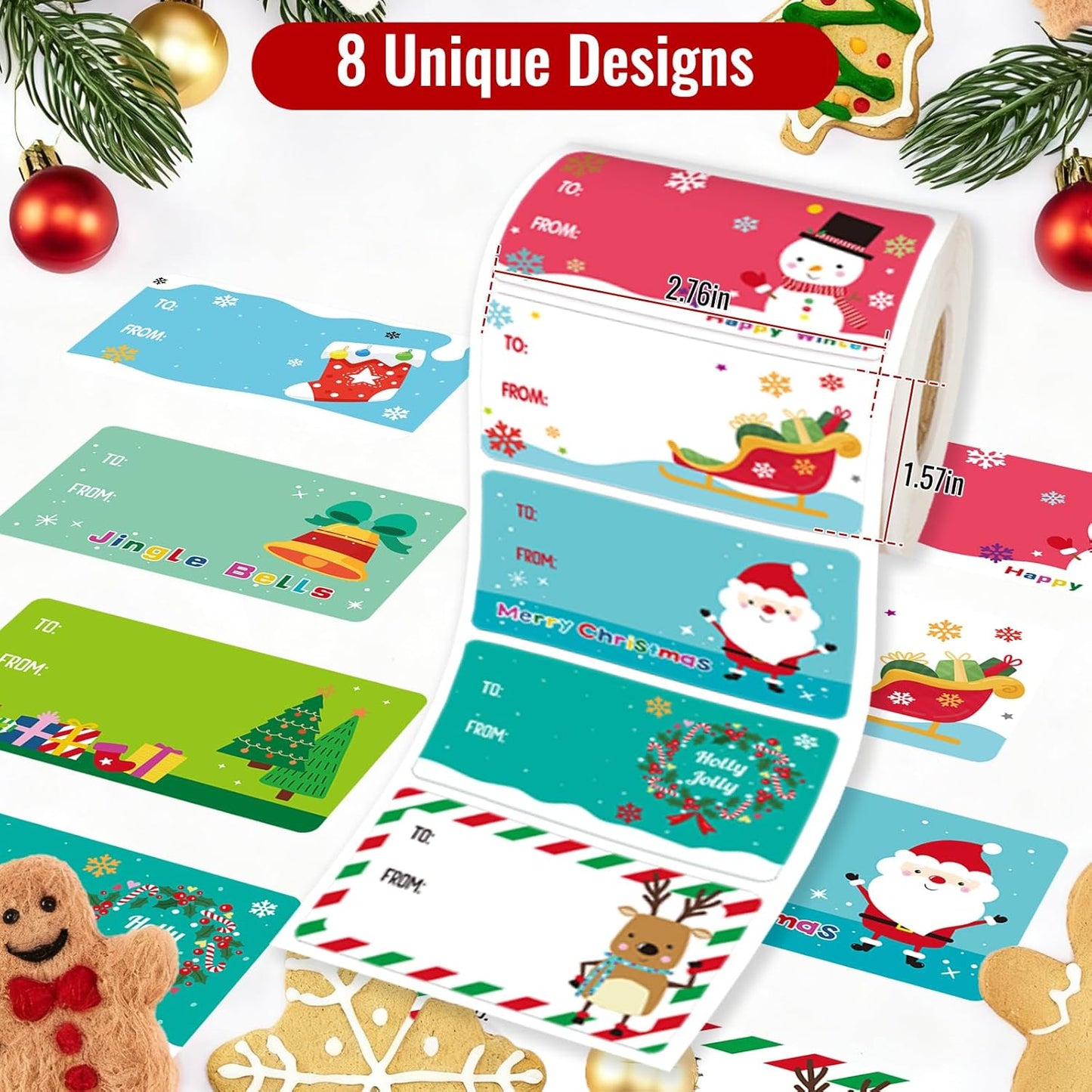 500 PCS Tags - Santa Claus Stickers, Self-Adhesive Cartoon Christmas Tags for Festival & Holiday Decor（New）