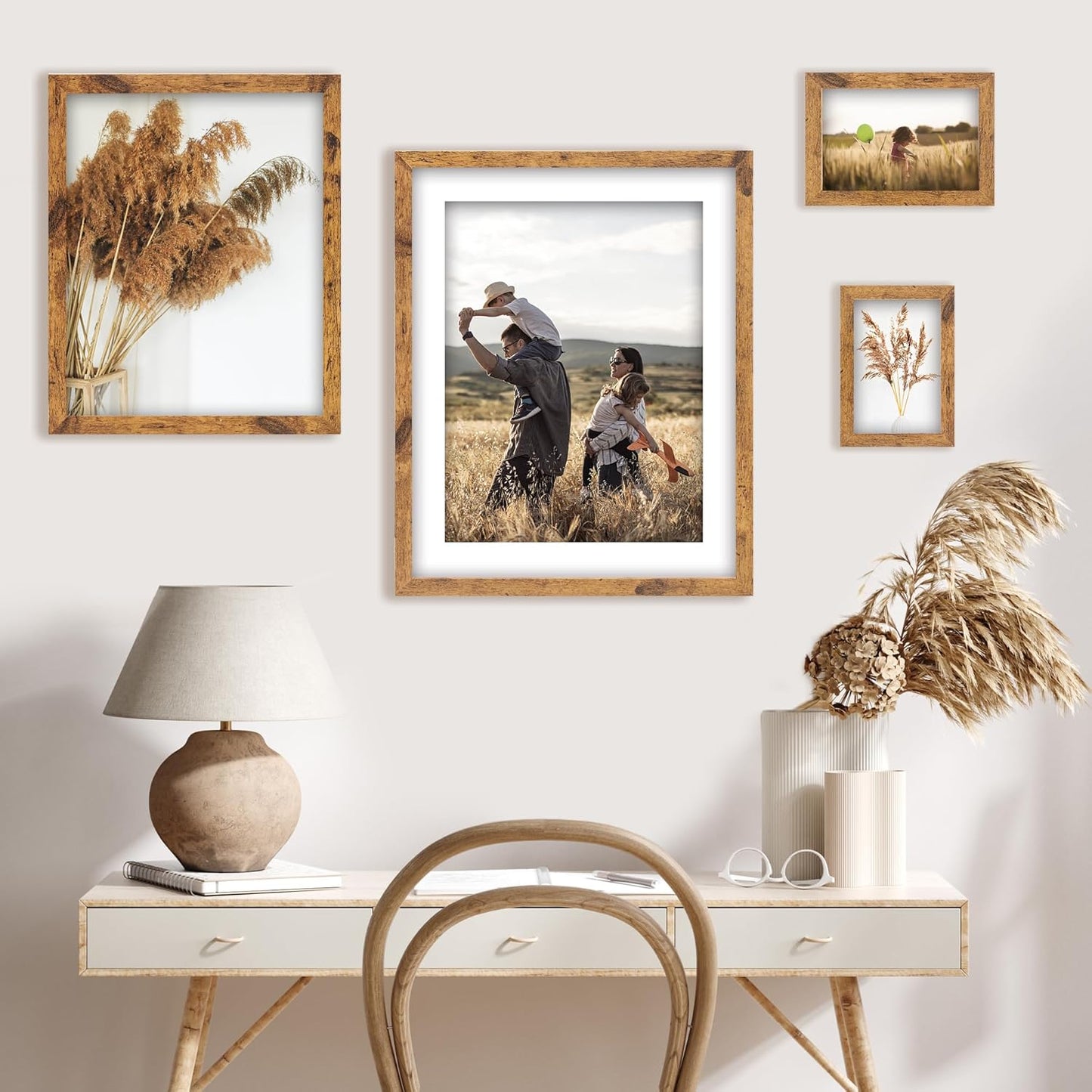 TWING 8x10 Picture Frames Set of 6, Rustic Photo Frames Collage for Wall Decor Mounting or Table Display,Home Decorative Wall Gallery Picture Photo Frame Wood Brown,Walnut