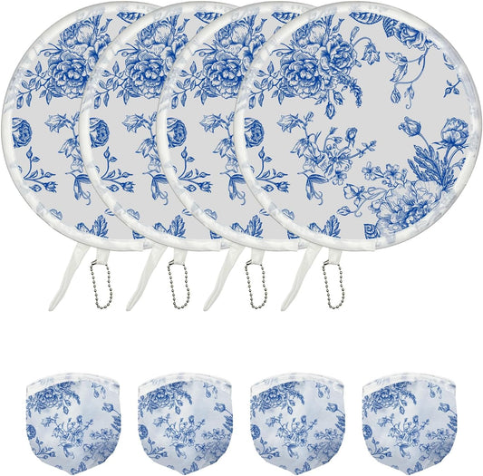 4 Styles Flower Round Foldable Hand Fan Japanese Foldable Fan Style Handheld Compact Cooling Fans,Round Folding Fan for Outdoor Games,Xmas Decoration,Festival,Party Favors,Travel,Events