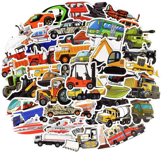 QTL Truck Stickers for Kids Boys Tractor Stickers for Water Bottles Easter Basket Stuffers Gifts for Kids Boys 50Pcs