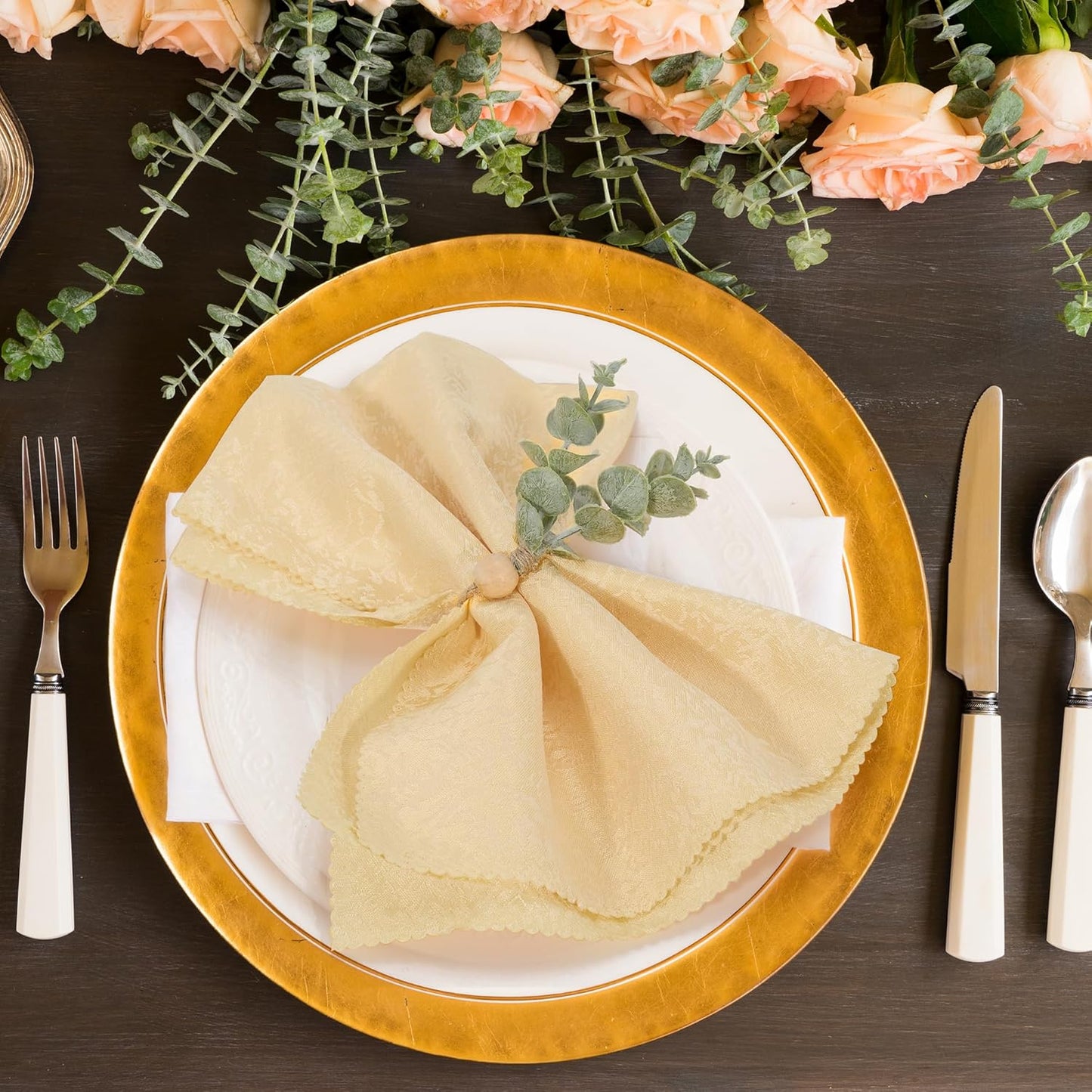 Defined Deco Napkin Rings Set of 6, Boho Green Leaf Napkin Rings for Spring Summer, Thanksgiving Christmas,