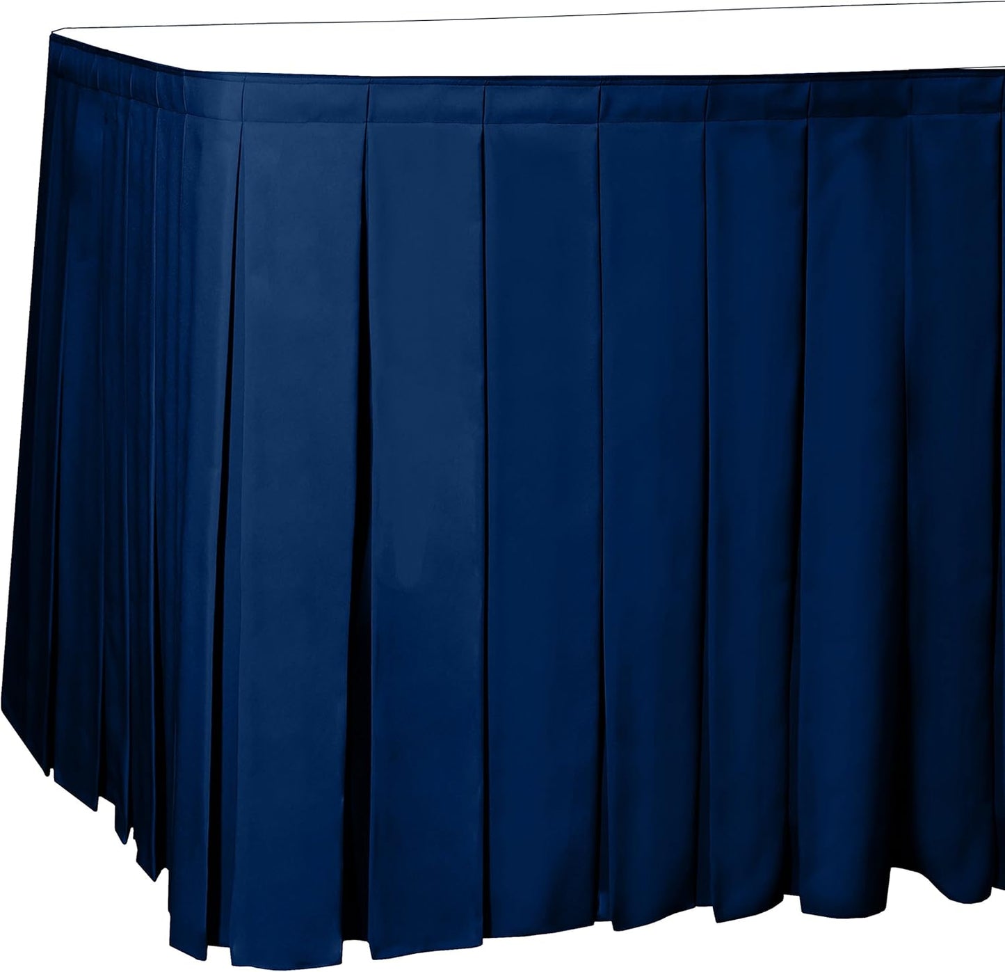 Ultimate Textile Pleat Polyester Fabric Table Skirt - Machine Washable Flame Resistant with Clips for Events, Weddings & Trade Shows, Cut & Sewn in Paterson, NJ - Royal, 14' Box Pleat