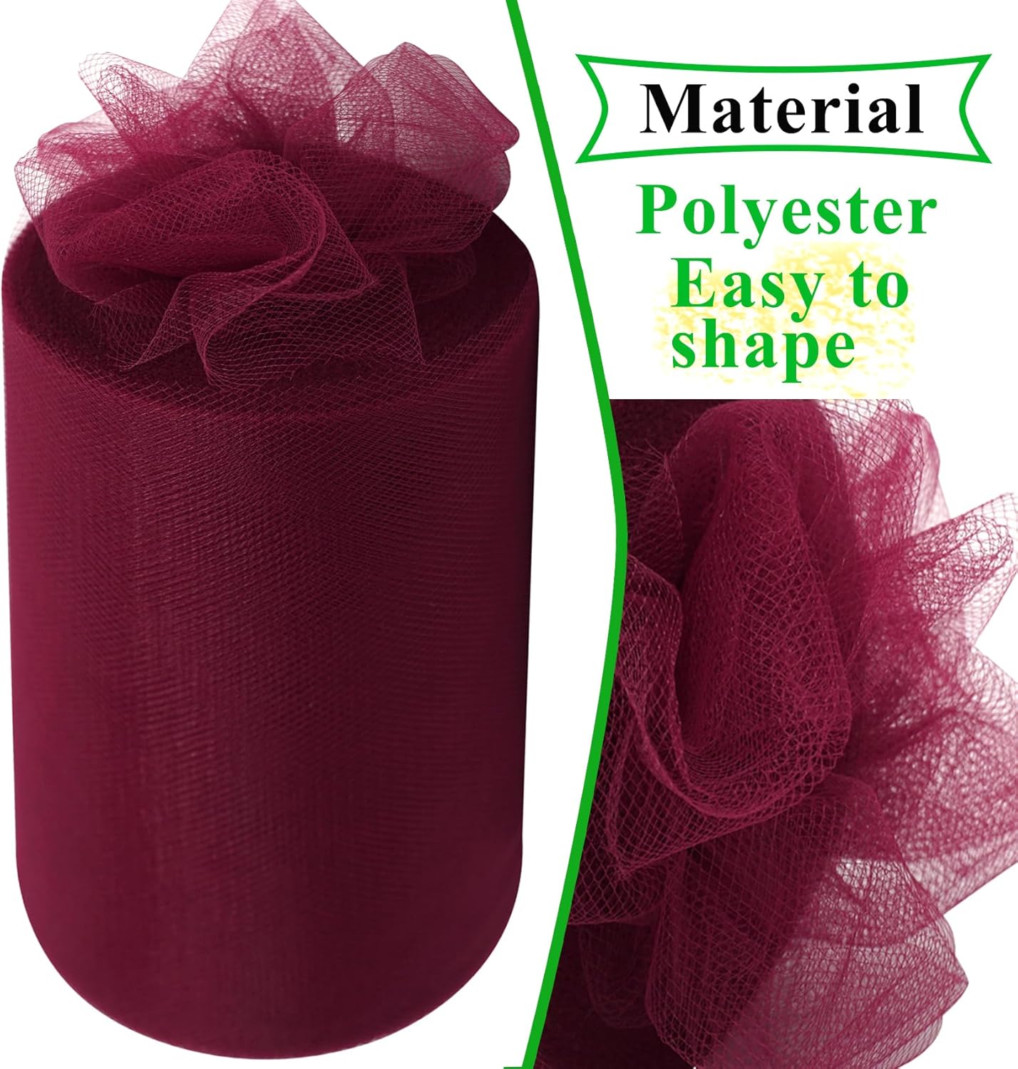 Burgundy Tulle Fabric Rolls 6 Inch by 100 Yards (300 feet) Fabric Spool Tulle Ribbon for DIY Burgundy Tutu Bow Baby Shower Birthday Party Wedding Decorations Christmas Craft Supplies