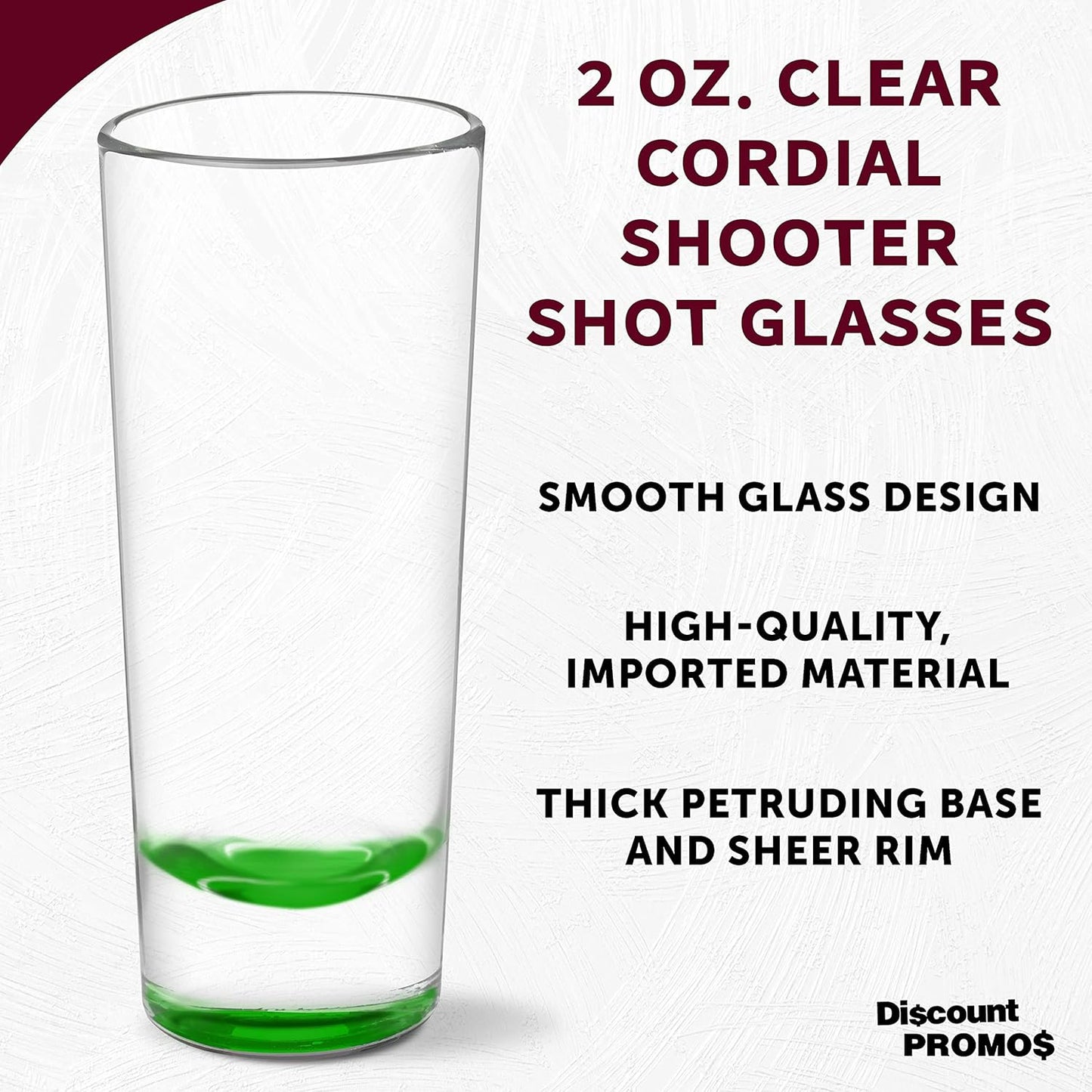 DISCOUNT PROMOS Cordial Shooter Shot Glasses 2 oz. Set of 10, Bulk Pack - Great for Birthdays, Parties, Indoor & Outdoor Events - Green