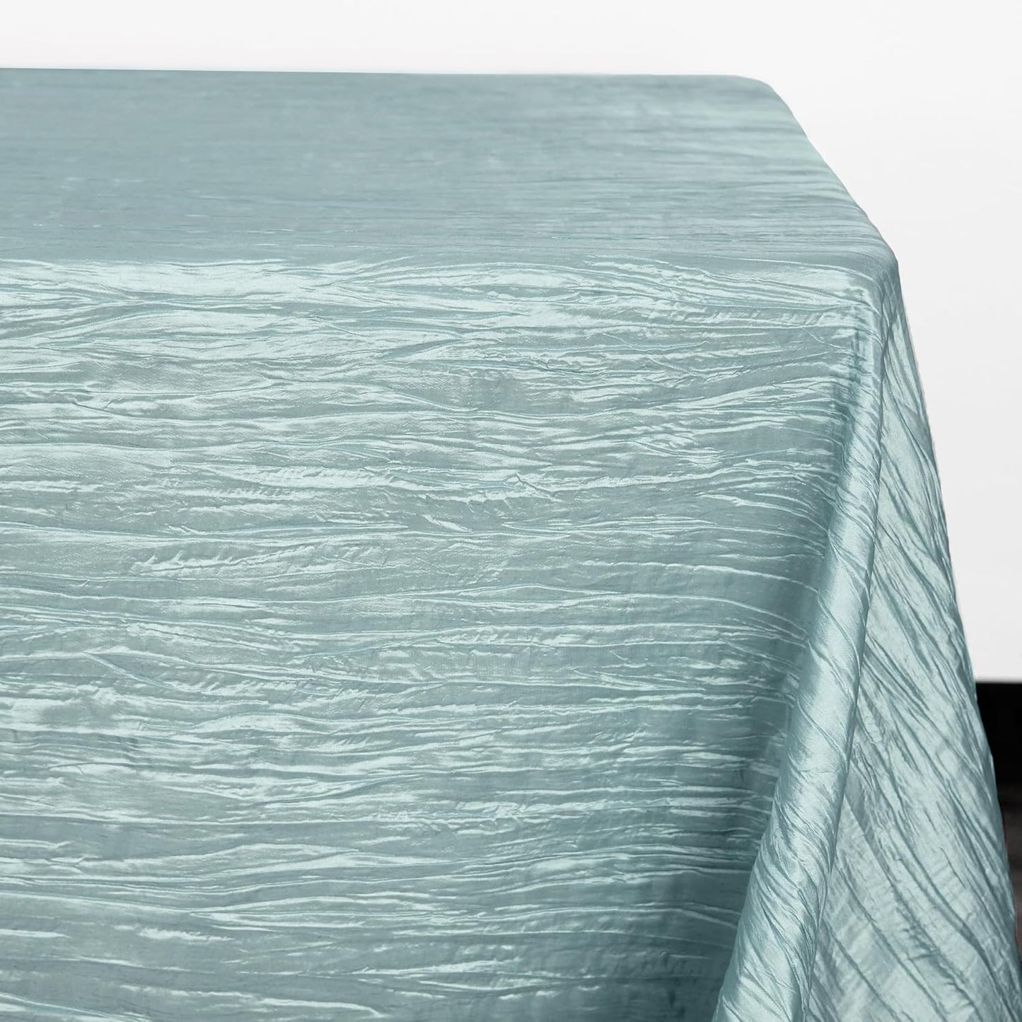 YOUR CHAIR COVERS - 90 x 132 inch Rectangular Crinkle Taffeta Tablecloth - Dusty Blue, Rectangle Table Linens for 6 ft Rectangular Tables, Wedding Crushed Table Cloth