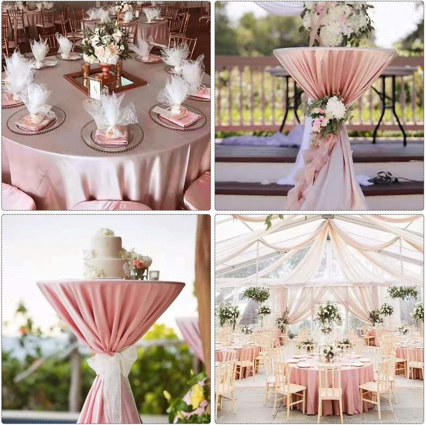 fani 6 Pack 120 Inch Rose Gold Round Tablecloth - Premium Silky Satin Tablecloth Overlay Smooth Fabric Table Cover Linens, Table Decoration for Wedding Party Banquet Events Restaurant Kitchen Dining