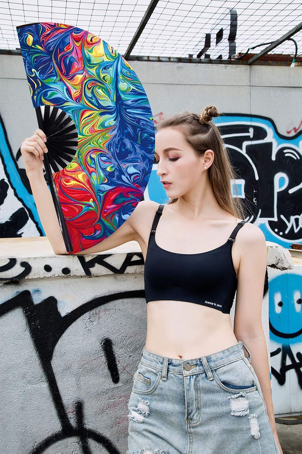 Amajiji Large Folding Hand Rave Fan Popping Fan for Line Dancing Clacking Fans for Boots On The Ground Dance,Party,Decoration,Festival (Ice Ｆire)