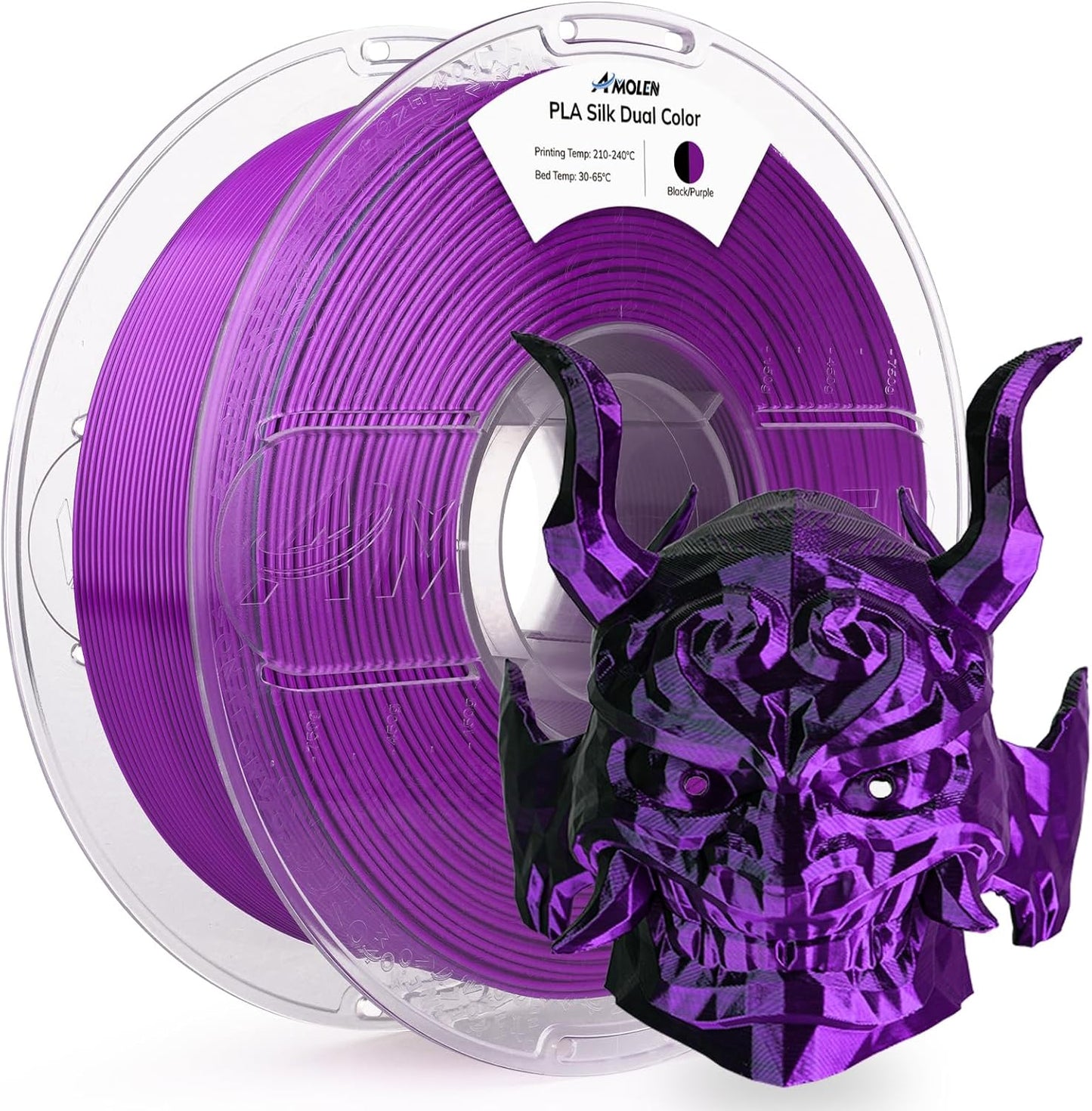 AMOLEN Silk PLA 3D Printer Filament, Shiny Dual Color Black Purple PLA 1.75mm, Multicolor Change 3D Printing Filament for Most FDM 3D Printer, 1kg Spool(2.2lbs)